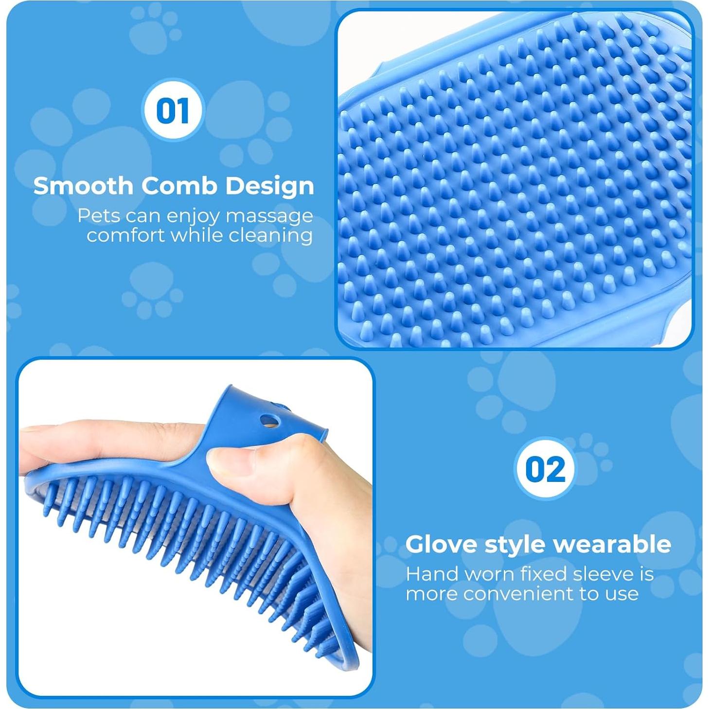 Set de 2 Guantes y Cepillo de Baño para Mascotas IDQQUQQ