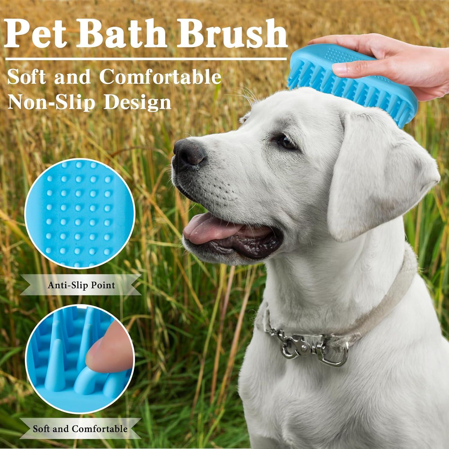 Juego de 2 cepillos de baño para perros KQUQK - Verde Azul