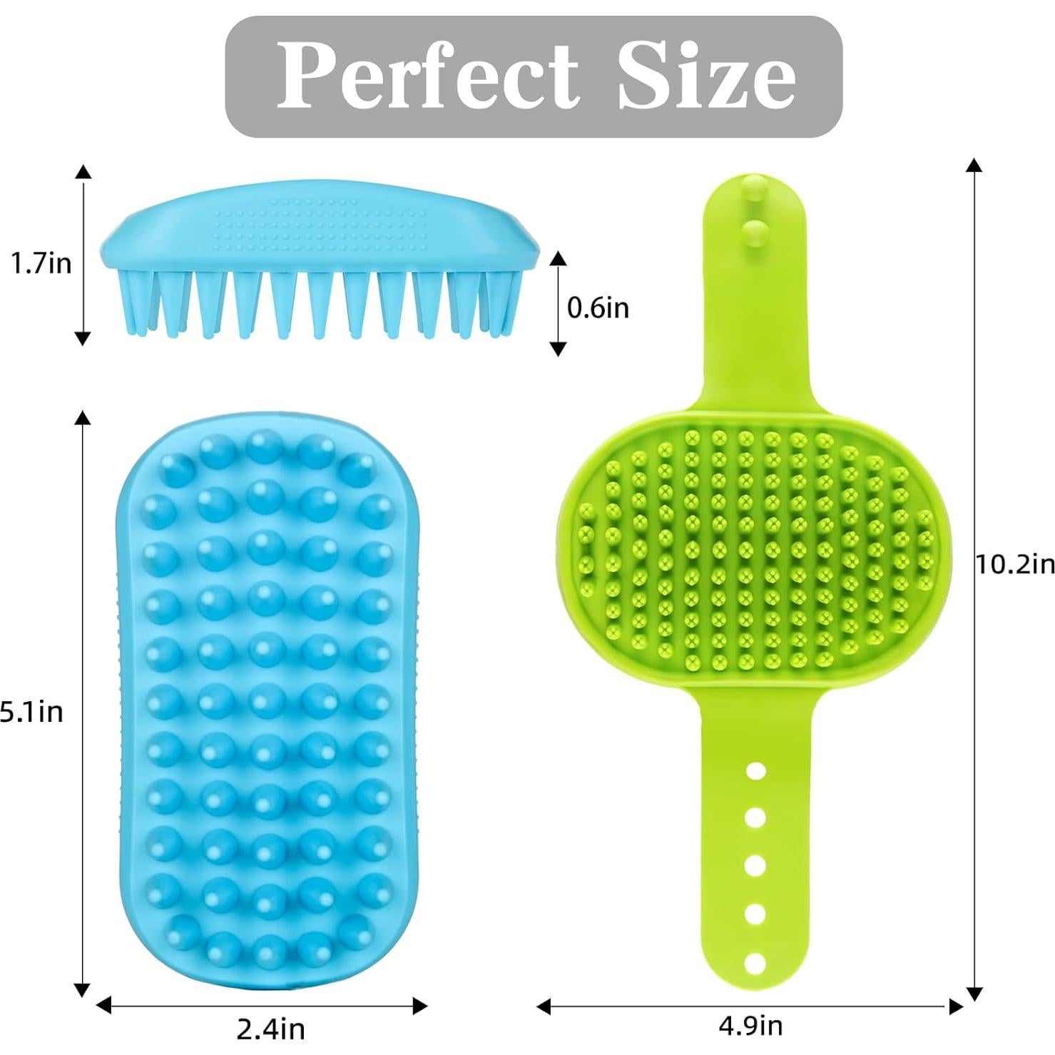 Juego de 2 cepillos de baño para perros KQUQK - Verde Azul