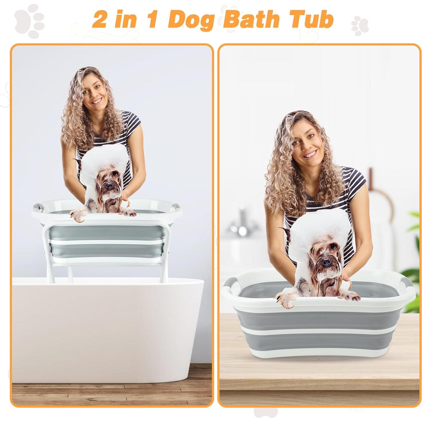 Bañera Portátil para Perros BWOGUE 2 en 1 Elevada 96 cm