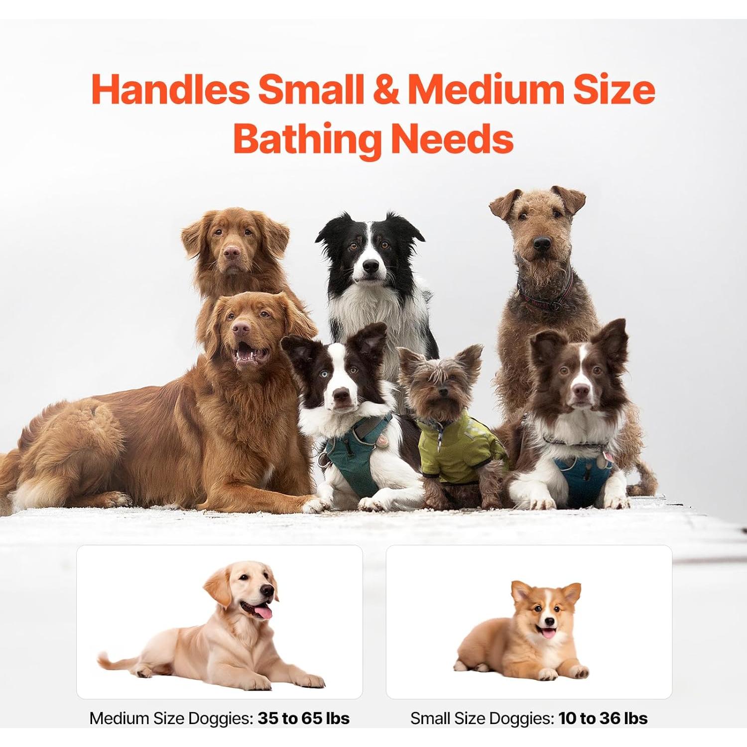 Bañera Portátil para Perros VEVOR 85x47cm Gris Claro