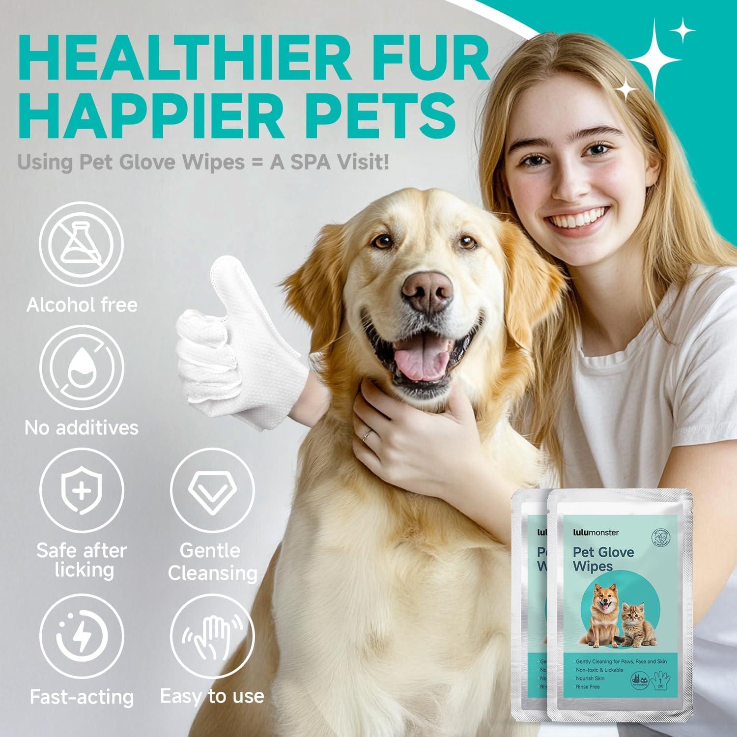 Toallitas de Guante Lulumonster para Perros y Gatos Hipoalergénicas
