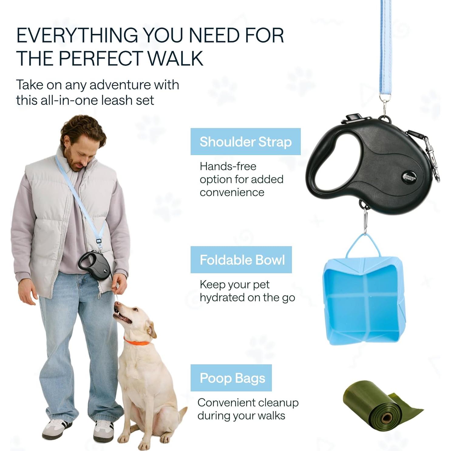 Correa Retráctil para Perros Pequeños WONDER FAMILY 3,05m