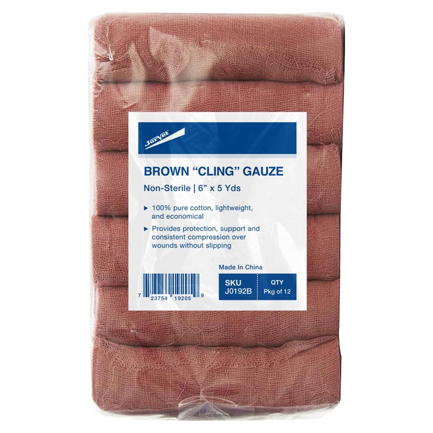 Gasa JorVet Brown Cling 100% Algodón 15,24 cm x 4,57 m