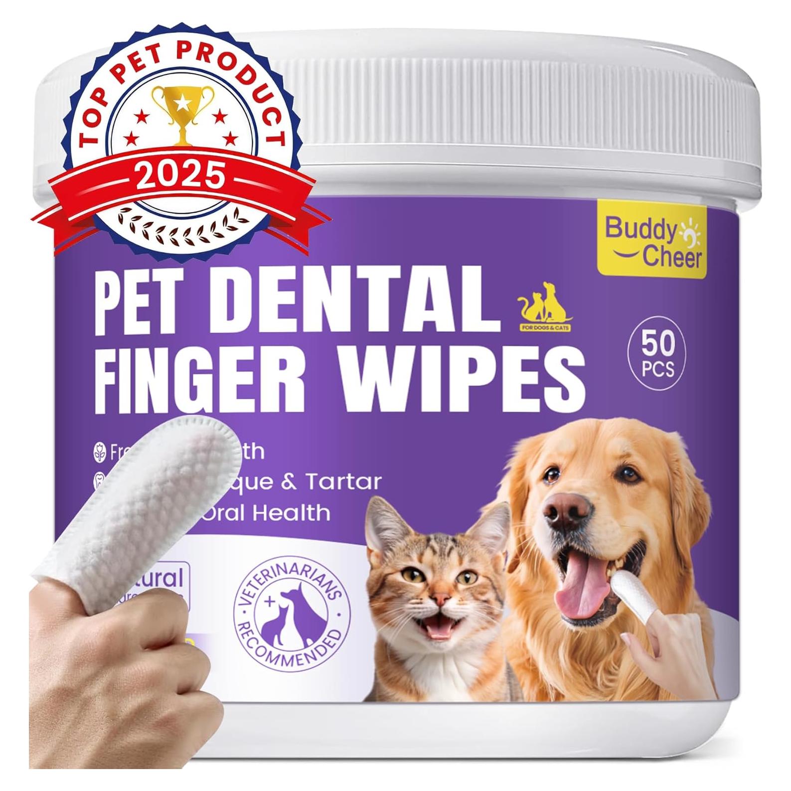 Toallitas Dentales BuddyCheer para Perros y Gatos - 50 Unidades