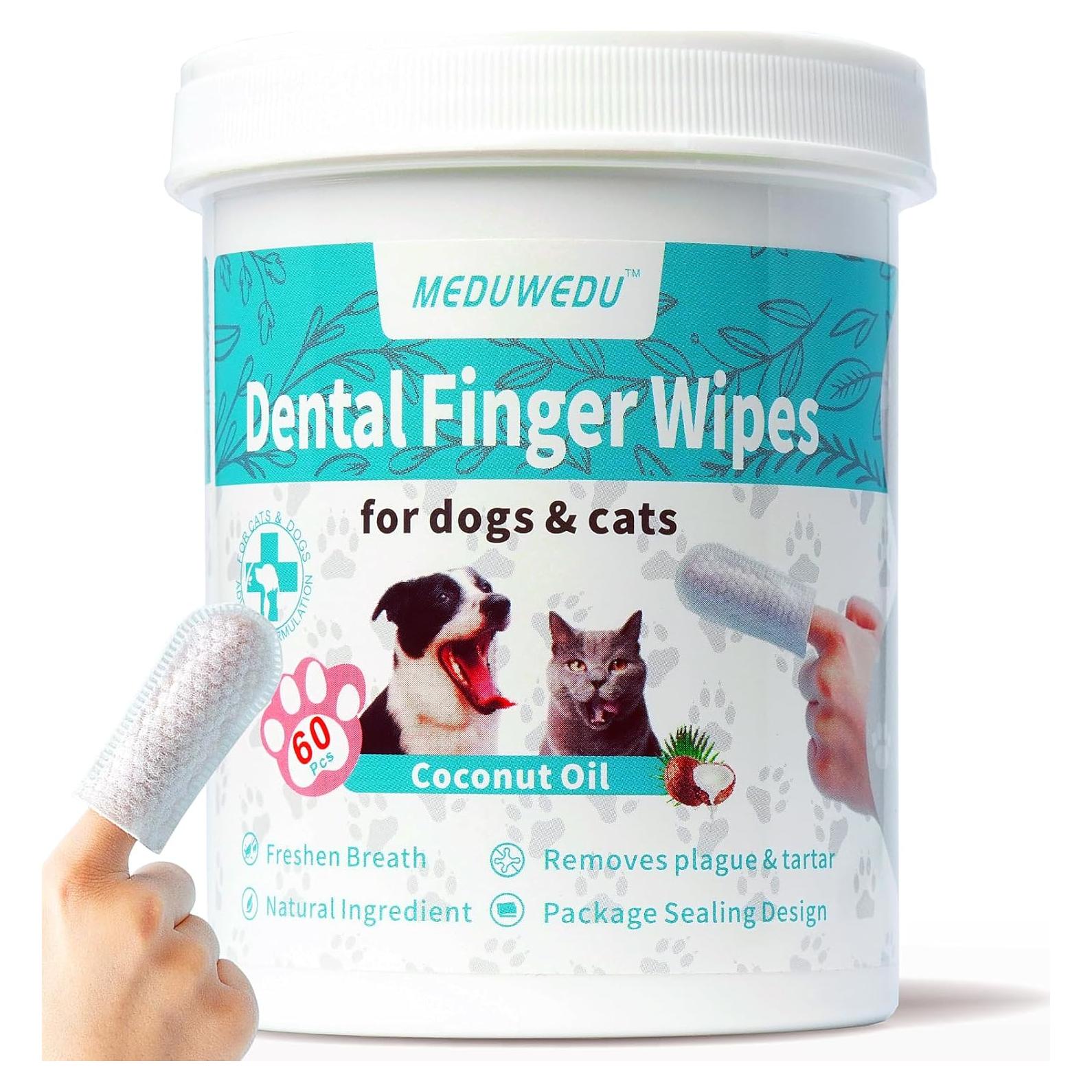 Toallitas Dentales para Mascotas MEDUWEDU 60 Piezas Coco