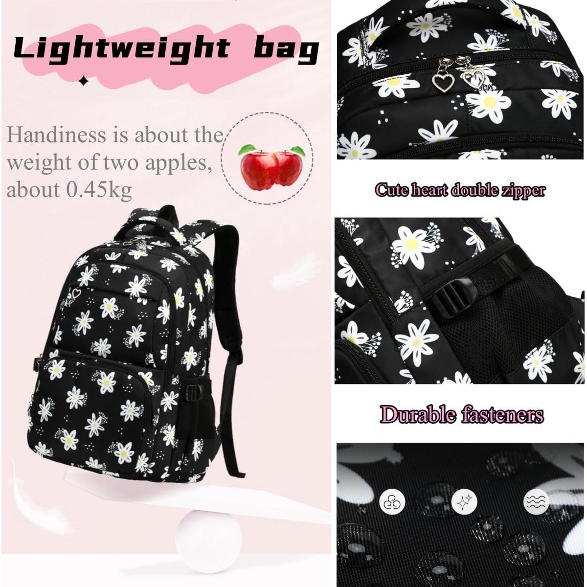 Mochila Escolar EKUIZAI para Niñas con Margaritas 31x21x45 cm