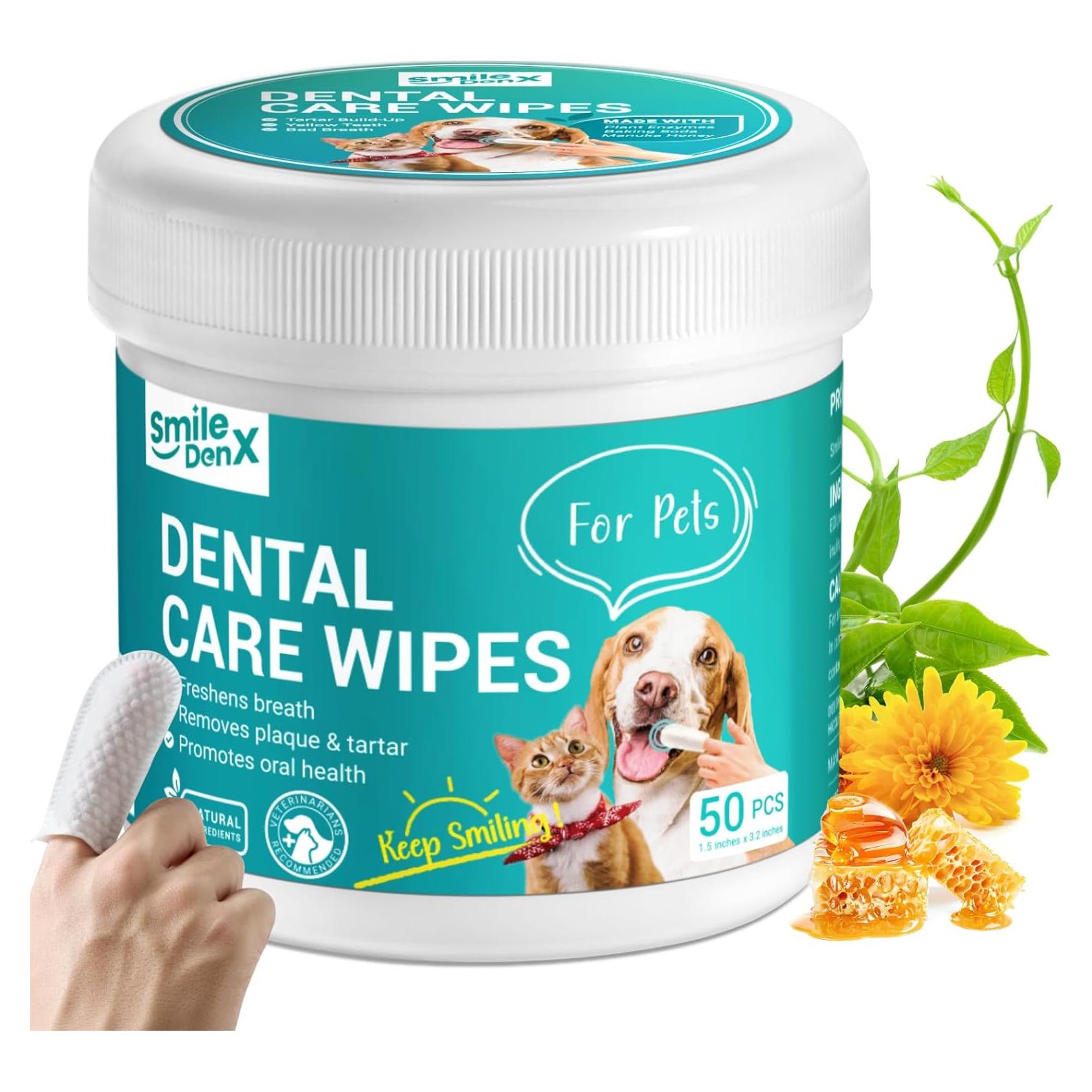 Toallitas Dentales para Perros SmileDenX 50 PCS Sin Fragancia