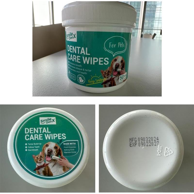 Toallitas Dentales para Perros SmileDenX 50 PCS Sin Fragancia