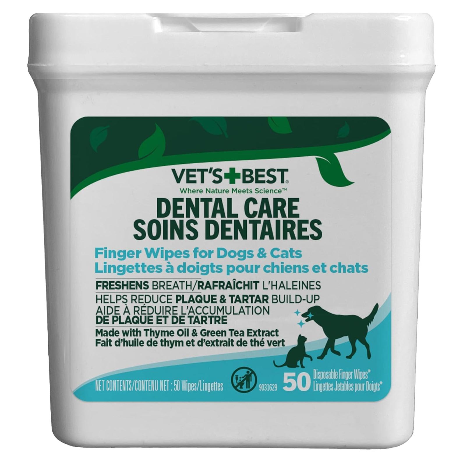 Toallitas Dentales Vet's Best para Perros y Gatos 50 Unidades