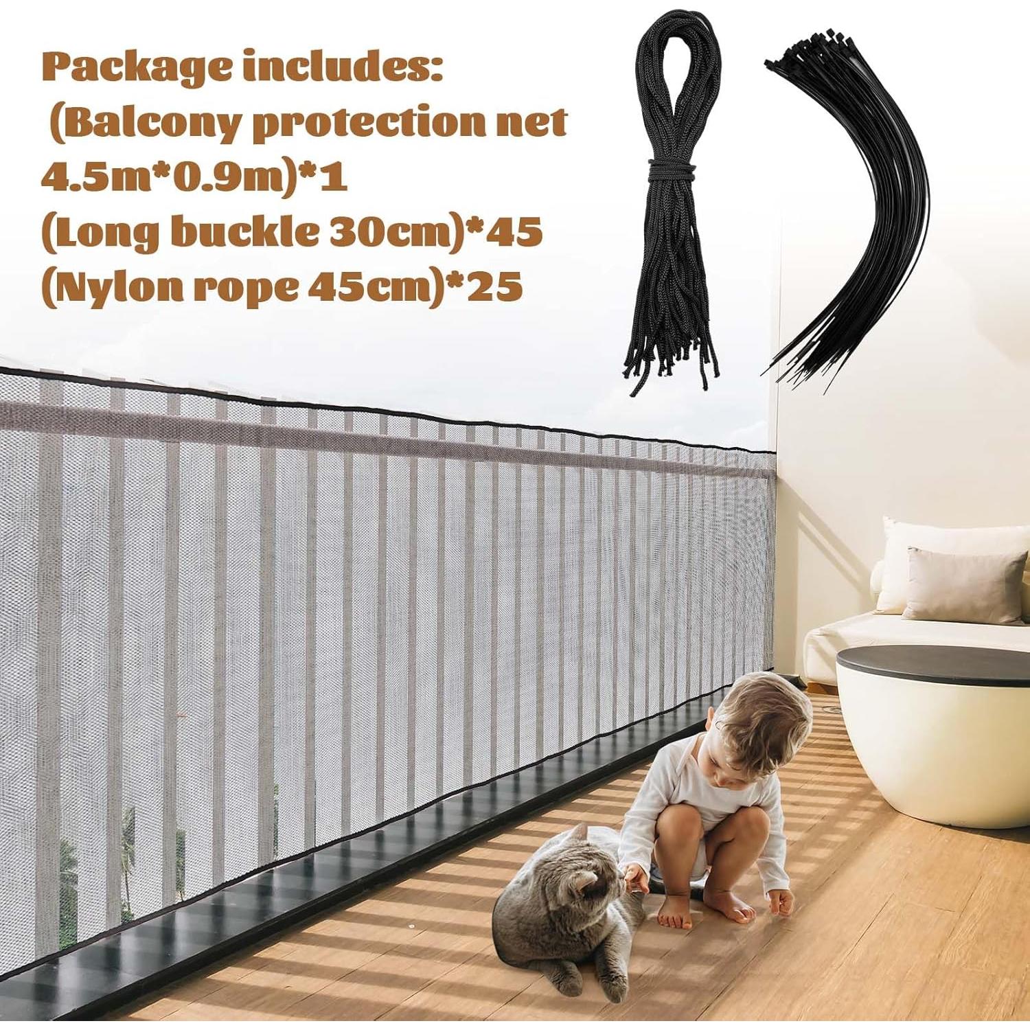 Red de Seguridad para Balcón Hosuly 4,5 x 0,9 m Negra