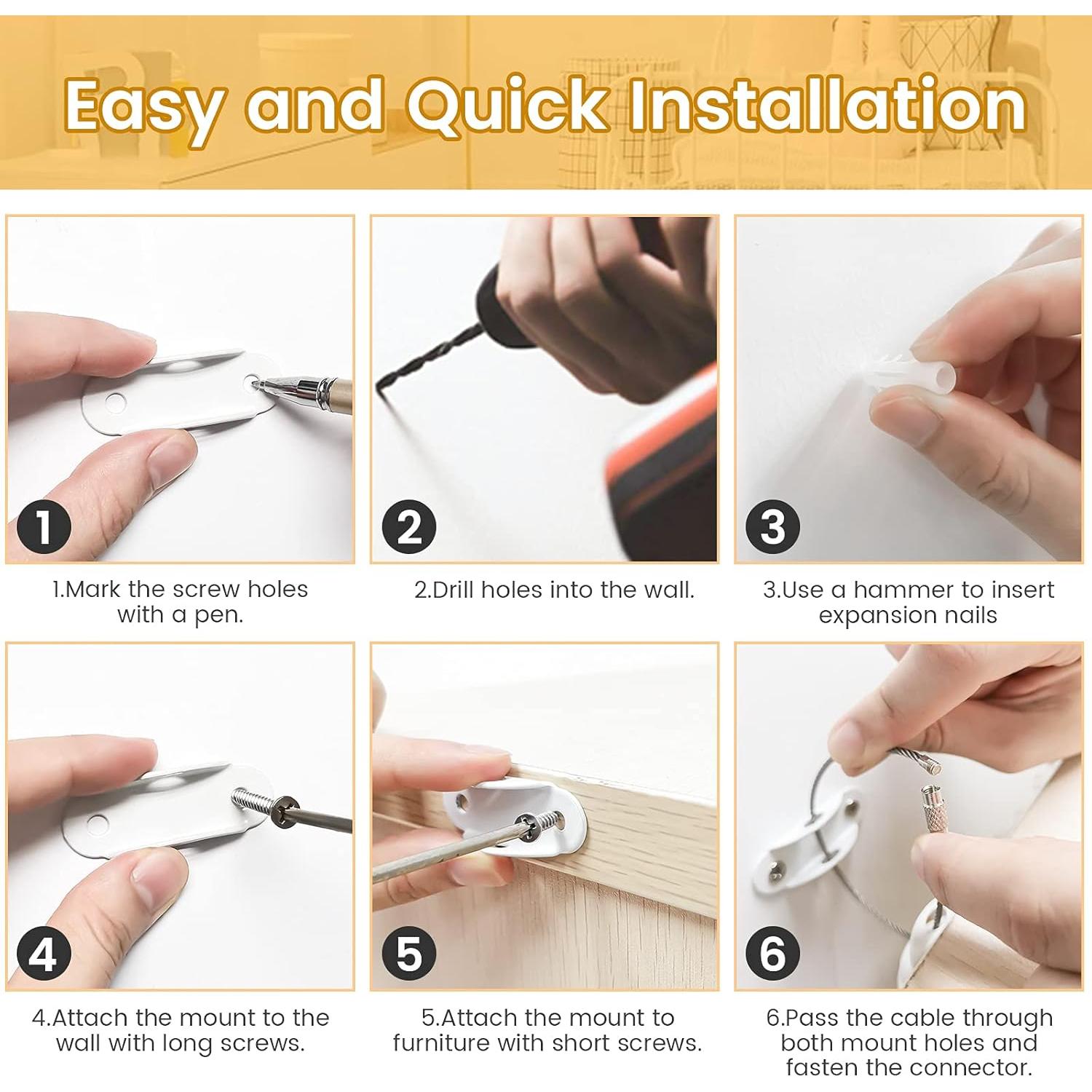 Anclajes para Muebles Seguridad Infantil 10 Piezas 181 kg