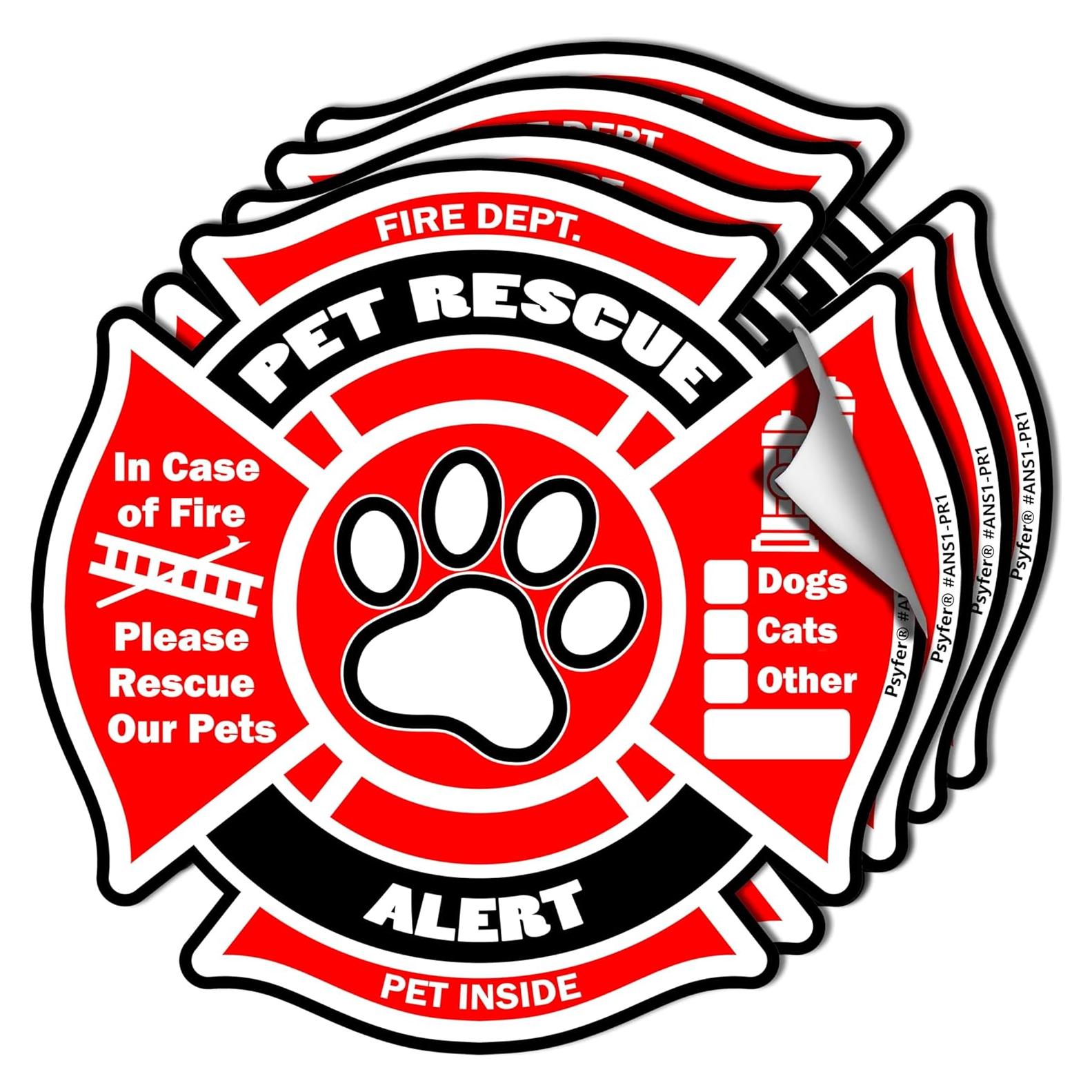 Calcomanías de Rescate de Mascotas Psyfer - Paquete de 4
