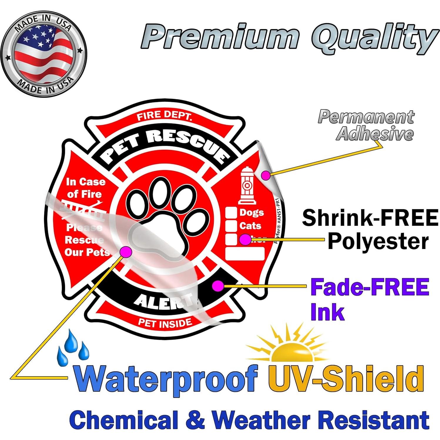 Calcomanías de Rescate de Mascotas Psyfer - Paquete de 4