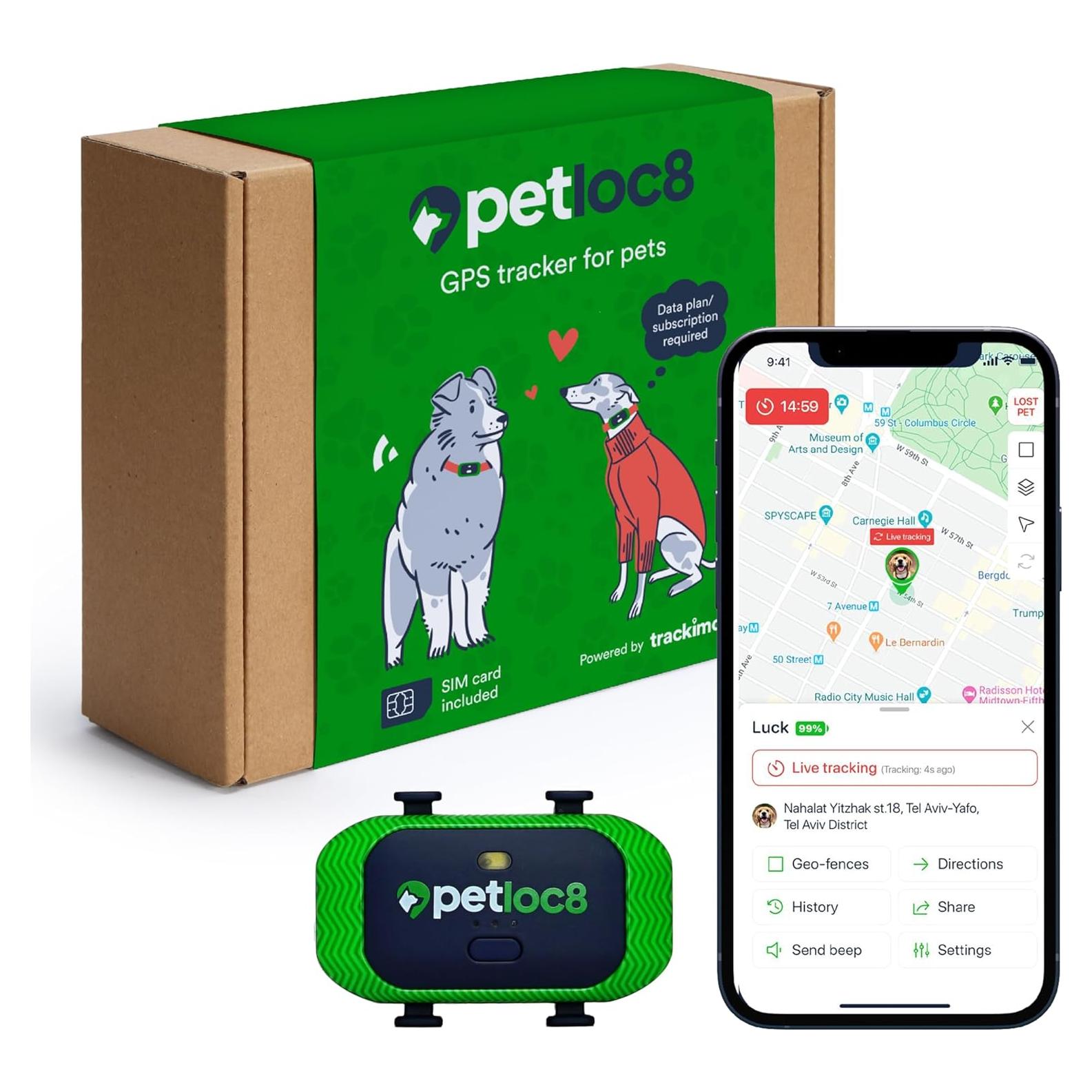 Rastreador GPS Petloc8 para Perros - Impermeable y Ligero