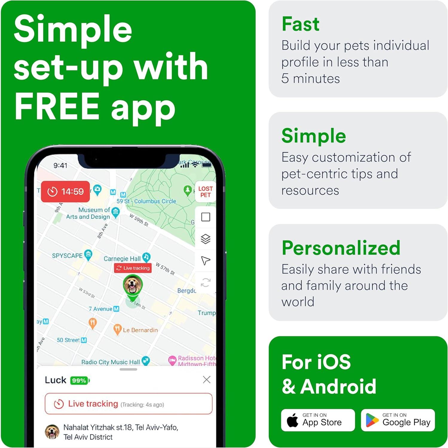 Rastreador GPS Petloc8 para Perros - Impermeable y Ligero