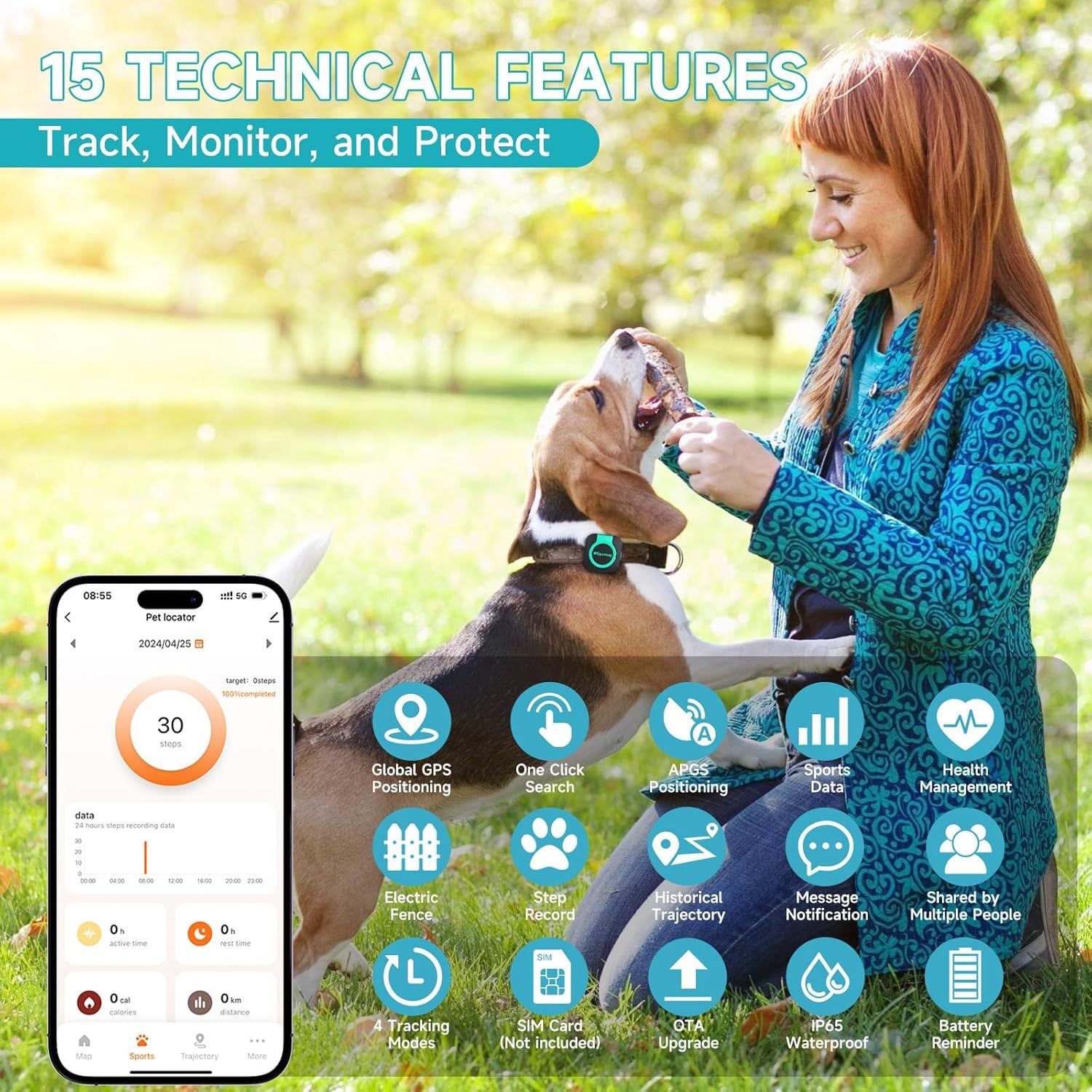 Rastreador GPS Woyamay para Perros y Gatos a Prueba de Agua