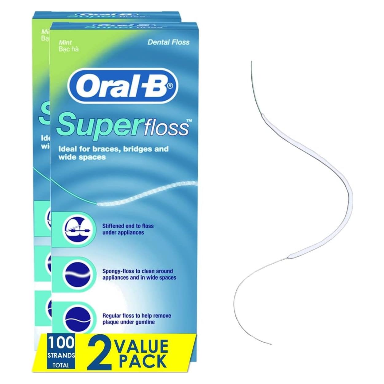 Hilo Dental Oral-B para Brackets Menta 100 Hilos Pre-Cortados