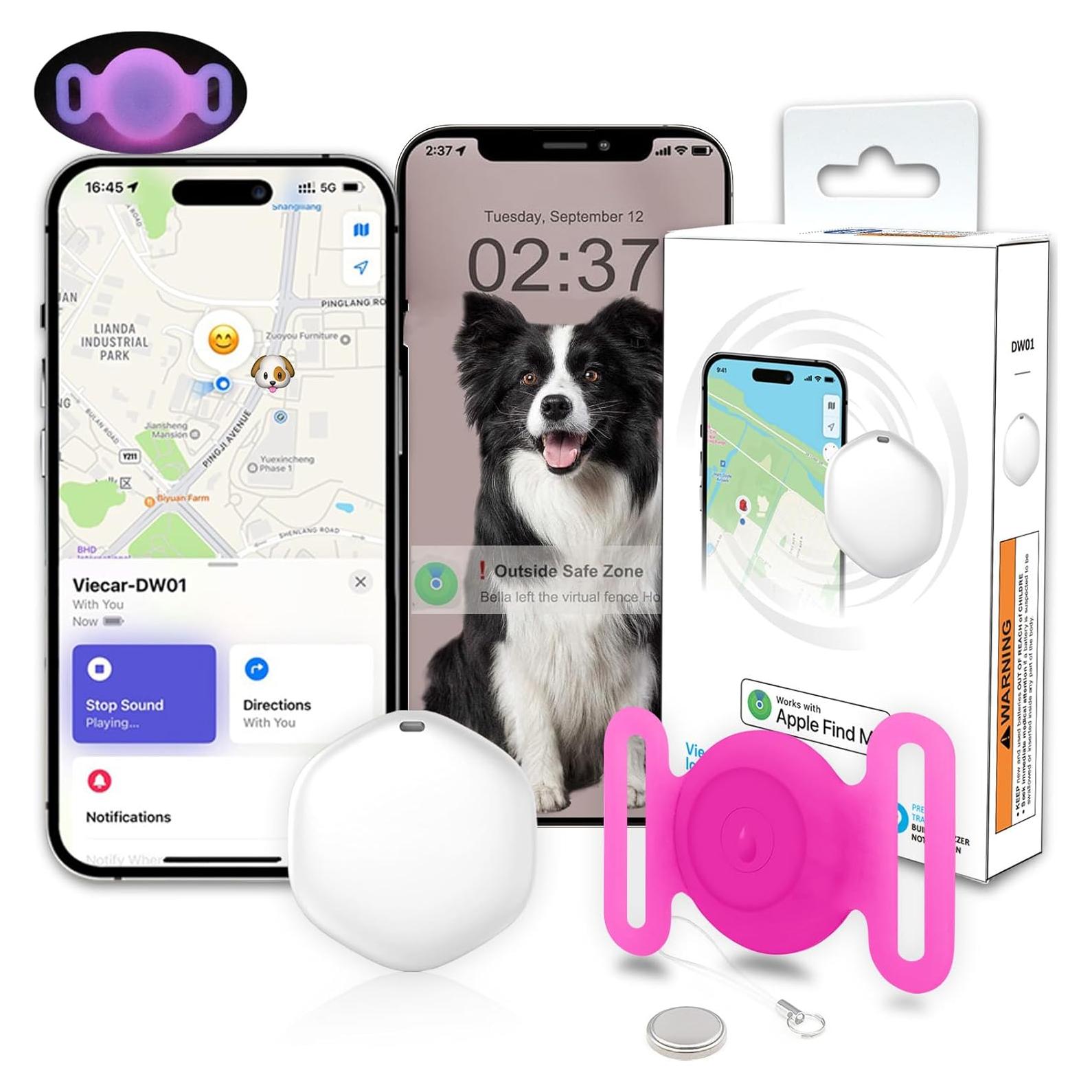 Rastreador GPS para Perros y Gatos Bingolar Rosa IPX8