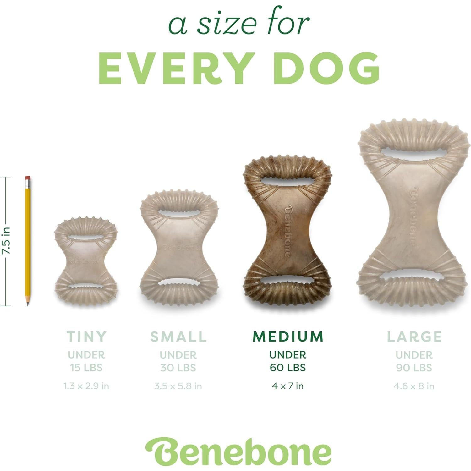 Benebone Juguete Masticable Dental Mediano con Tocino Real