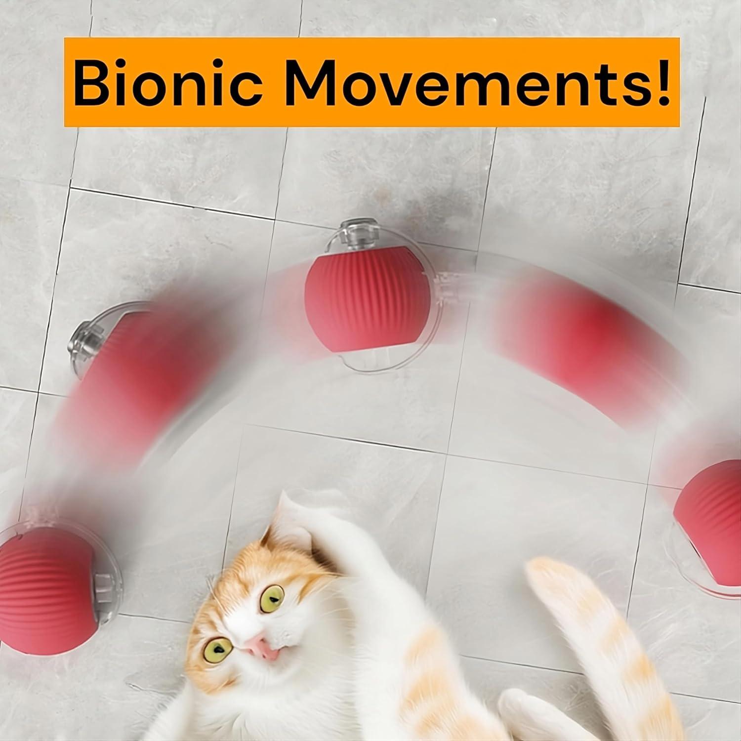 Purrmitive 2025 Durable Interactive Cat Toys for Indoor Cats, Dog Toys Ball, Rolling Pet Ball, Smart Automatic Cat Chase Balls Toy, Interactive Dog Toys Speedy Tail,Kitten & Cat Toys Interactive (Red)