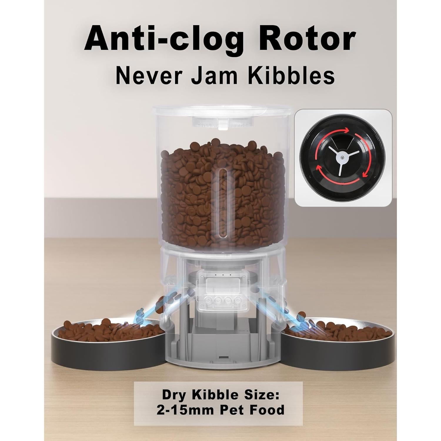 Comedero Automático Doble para Gatos Miaosical 4.2L Negro