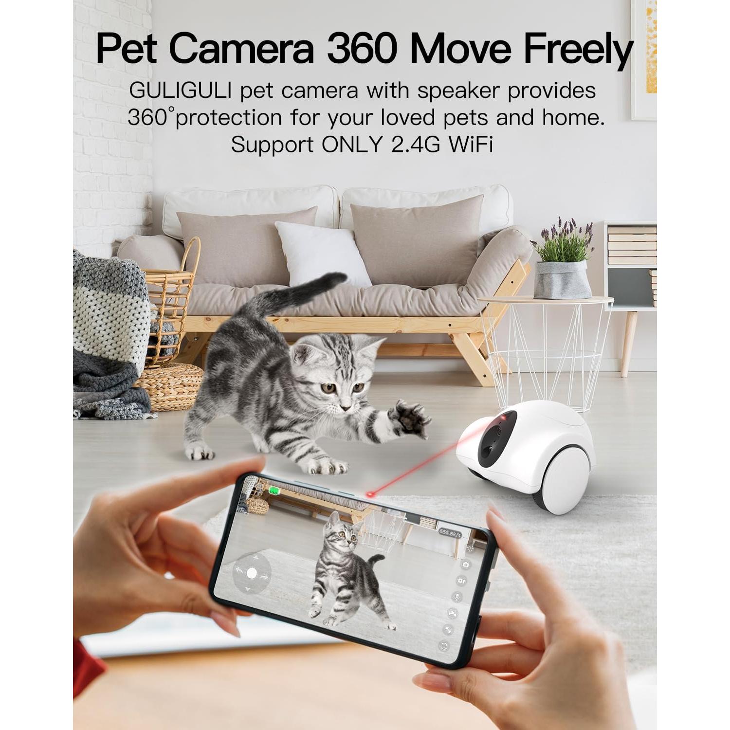 Cámara para Mascotas GULIGULI Hiibo 1080P WiFi 360° con Dispensador