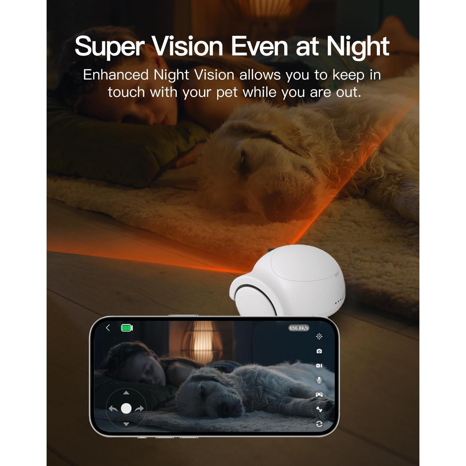 Cámara para Mascotas GULIGULI Hiibo 1080P WiFi 360° con Dispensador