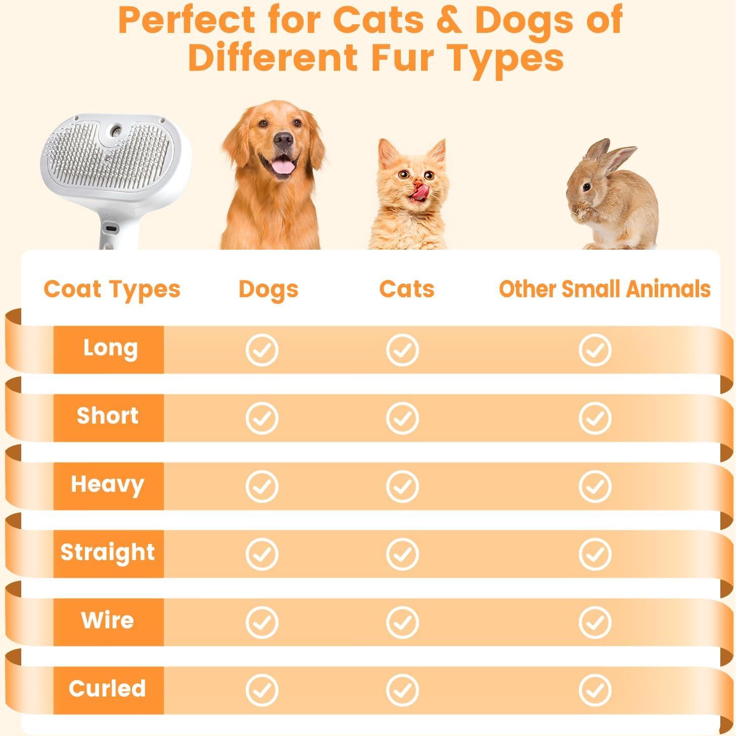 Cepillo de vapor para gatos FourSeas 3 en 1 con spray