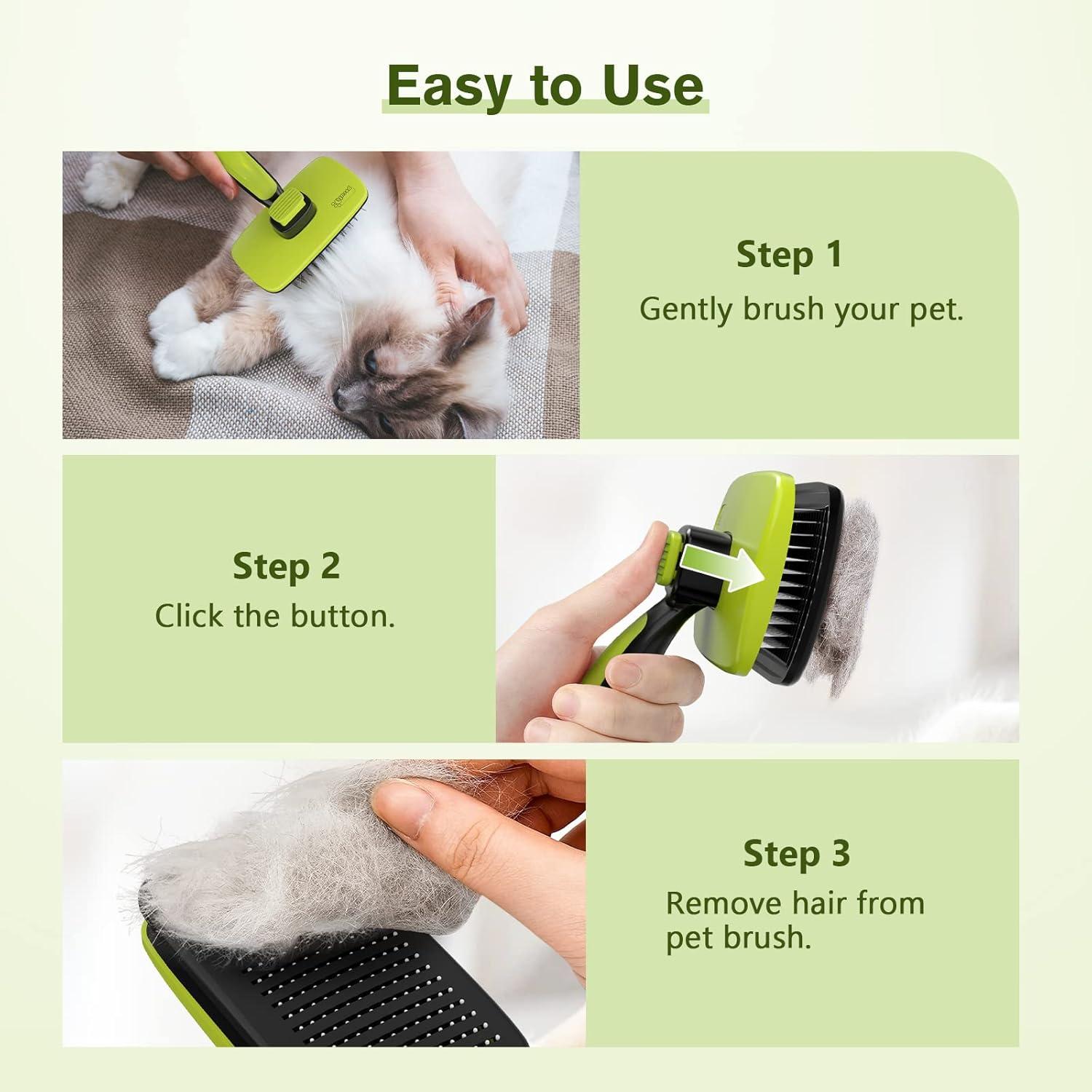 Cepillo Autolimpiante Pecute para Perros y Gatos Verde