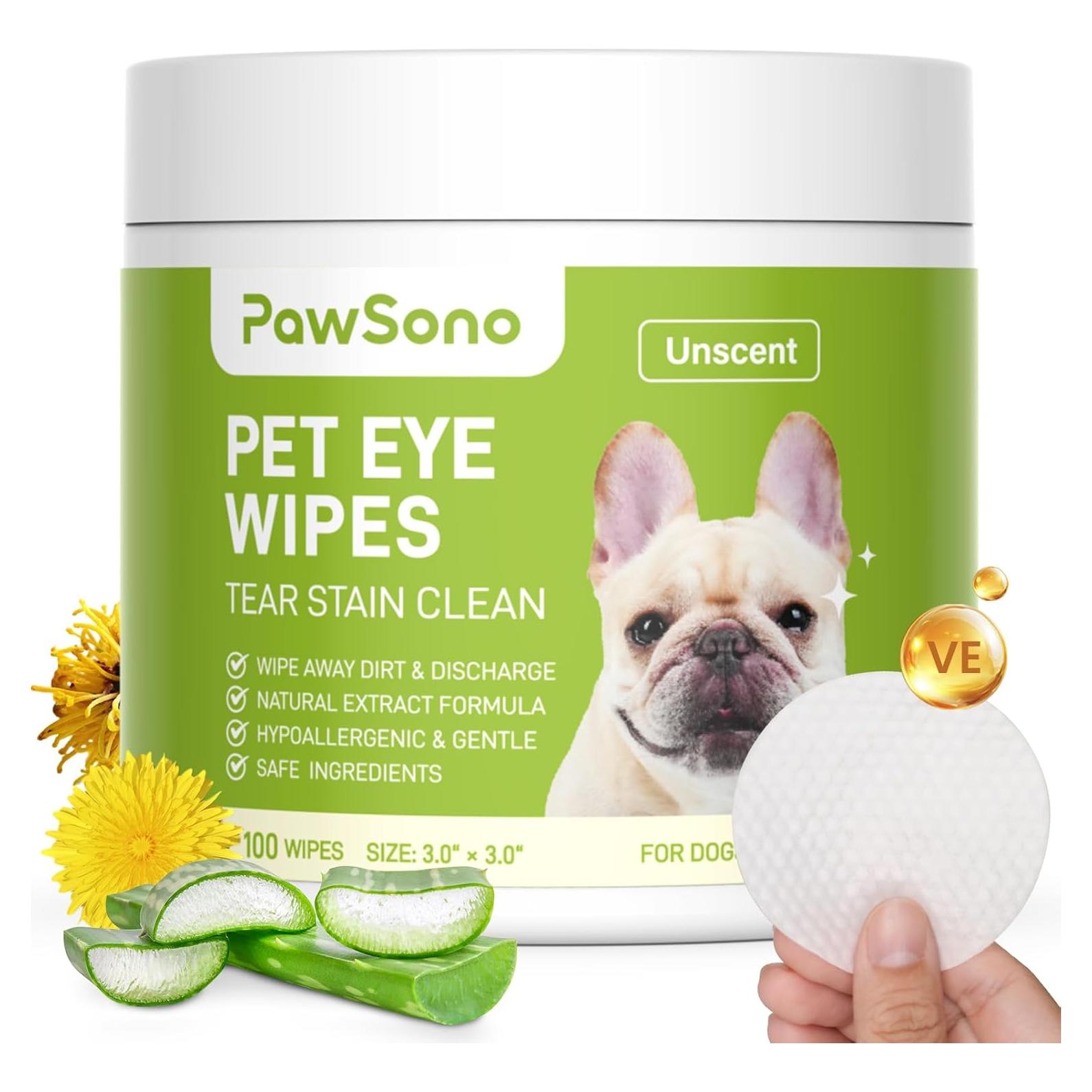 Toallitas para Ojos PawSono 100 PCS Hipoalergénicas