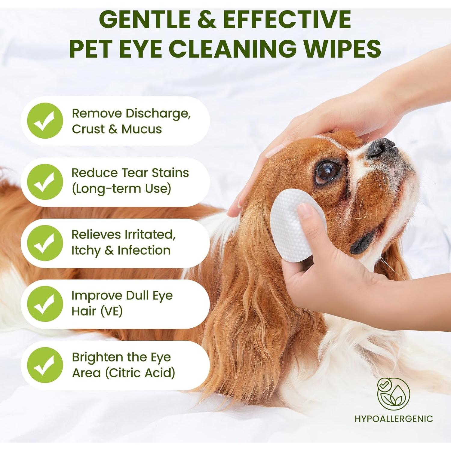 Toallitas para Ojos PawSono 100 PCS Hipoalergénicas