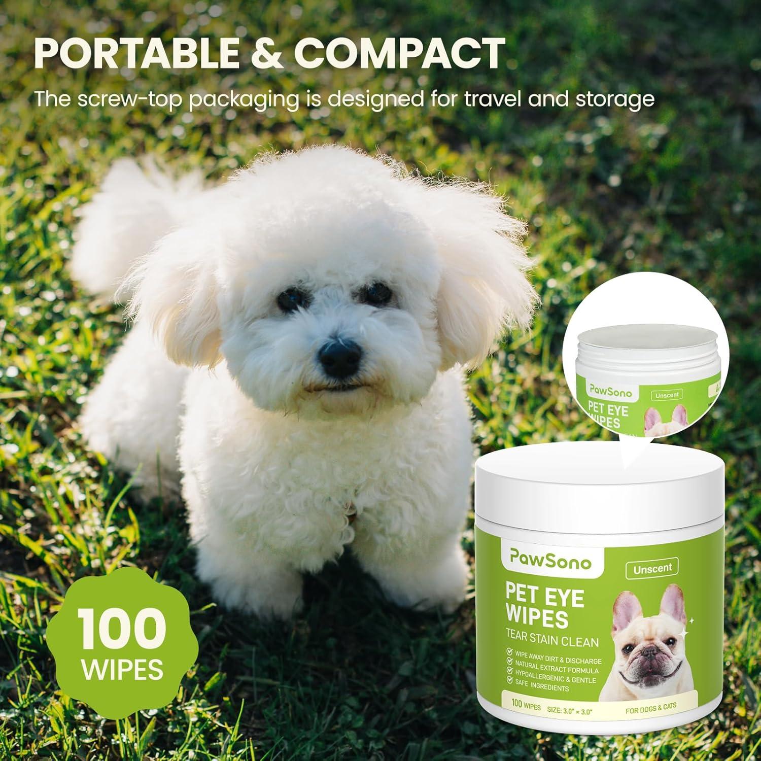 Toallitas para Ojos PawSono 100 PCS Hipoalergénicas