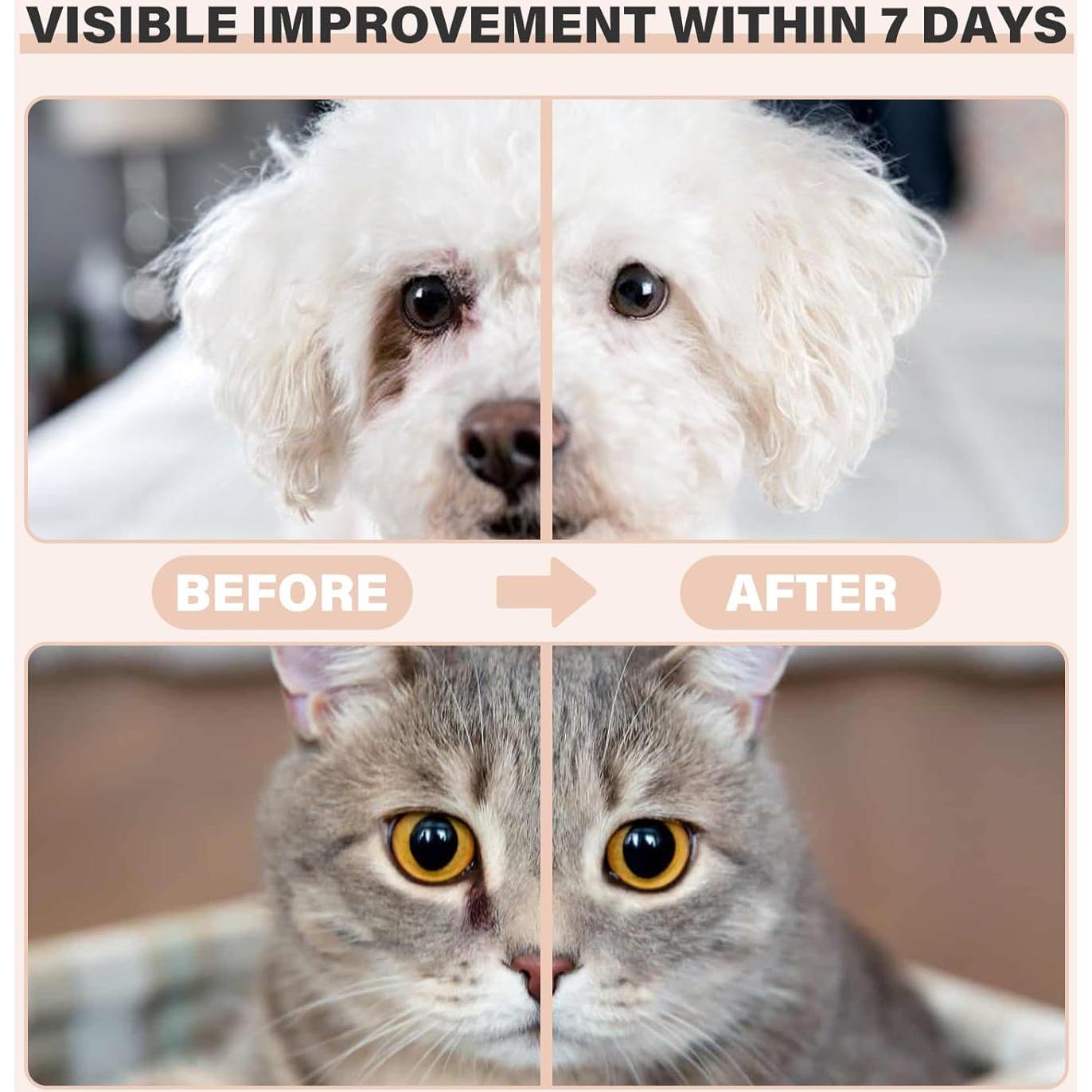 Tear Stain Remover Balm for Dogs & Cats with Pro Powder Brush – Natural Safe Gently Removes Eye Gunk & Stains – Great for White Dogs, Daily Eye Cleaning – Works Better with Pet Eye Wipes,1 oz