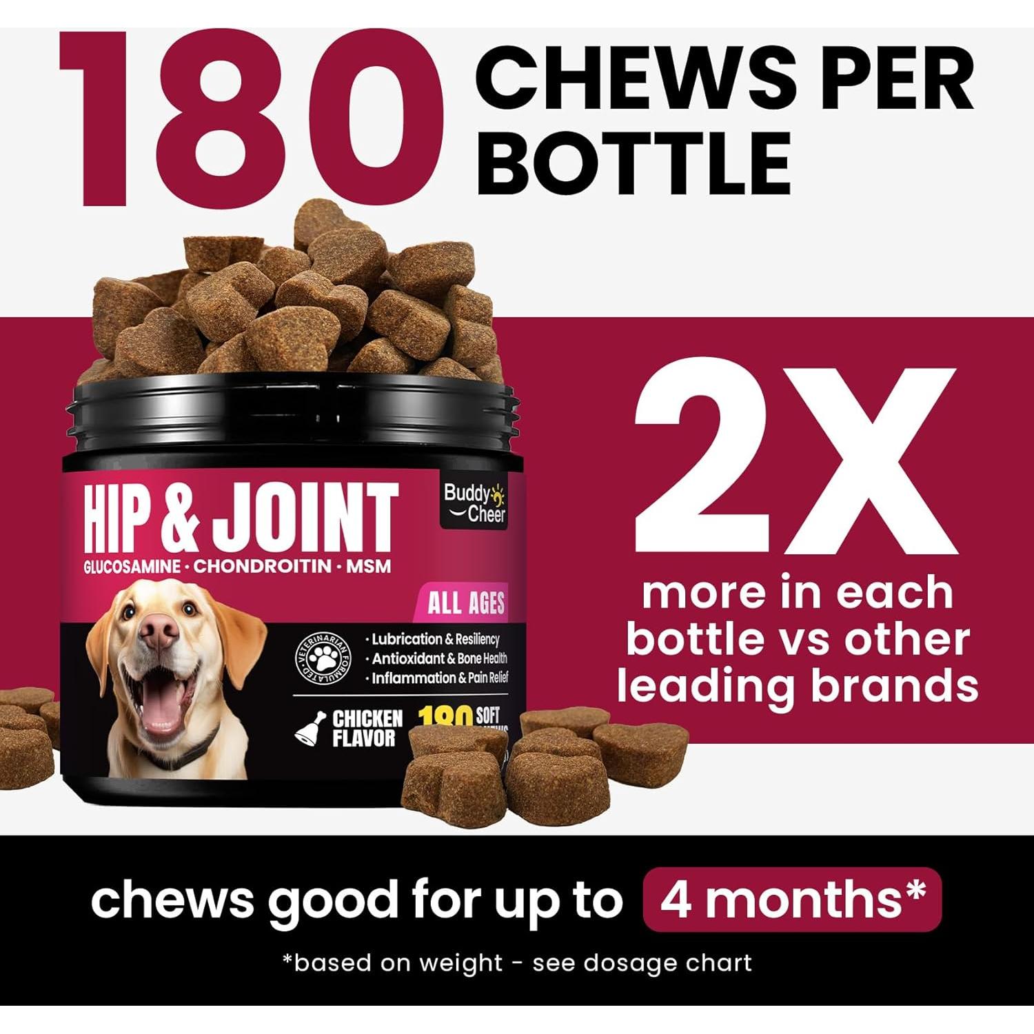 Suplemento de Glucosamina BuddyCheer para Perros 180 Chews