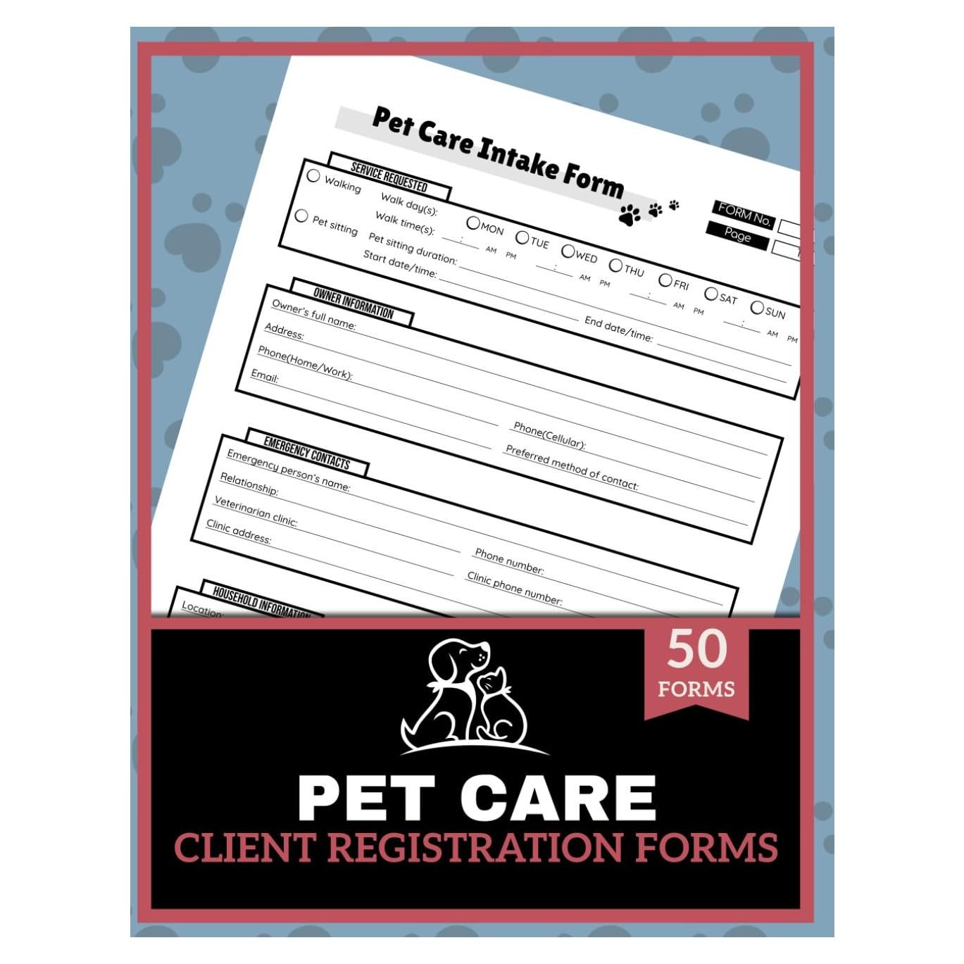 Libro de Registro de Clientes Cuidado de Mascotas 200 Páginas