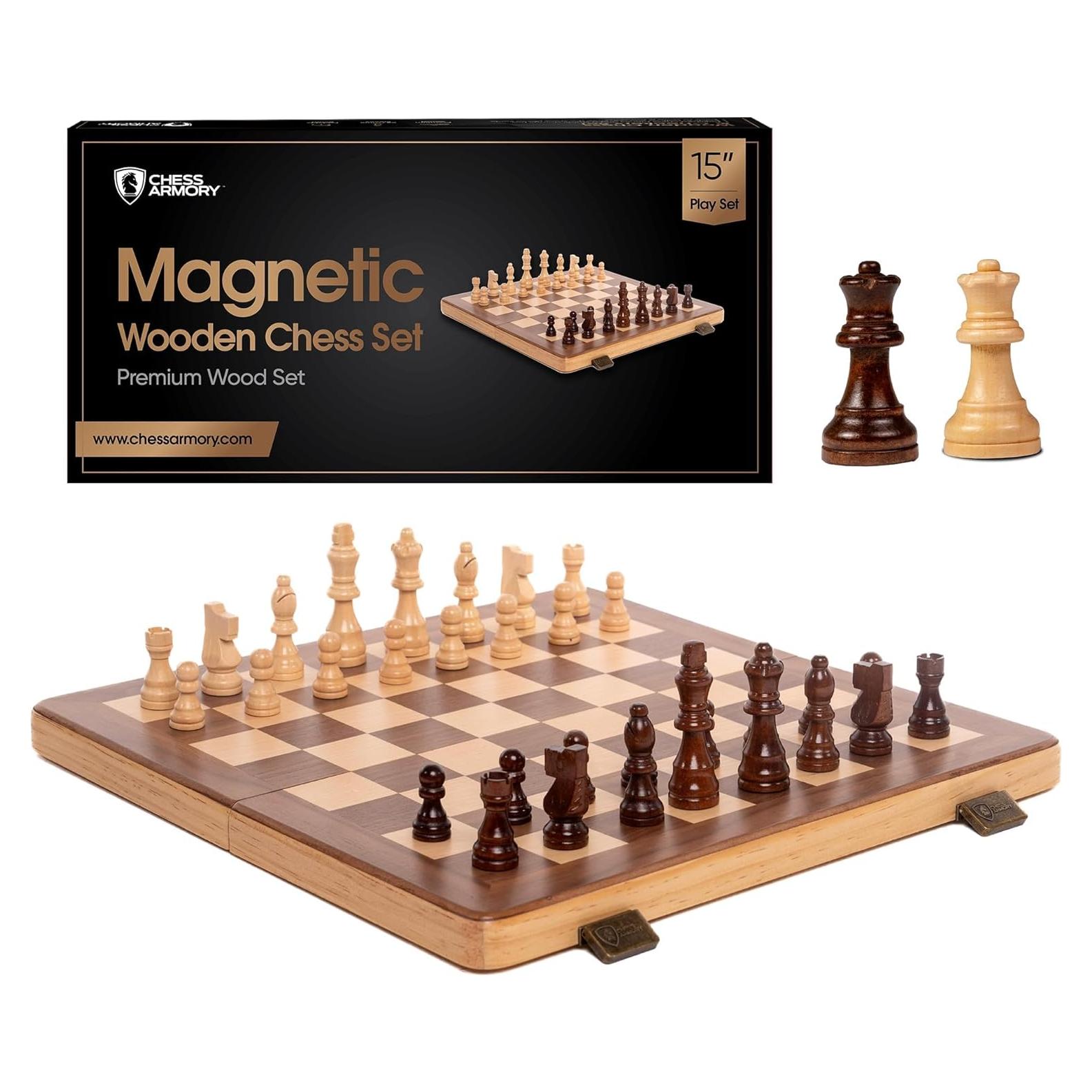 Juego de Ajedrez Magnético de Madera 38.1 cm - Chess Armory
