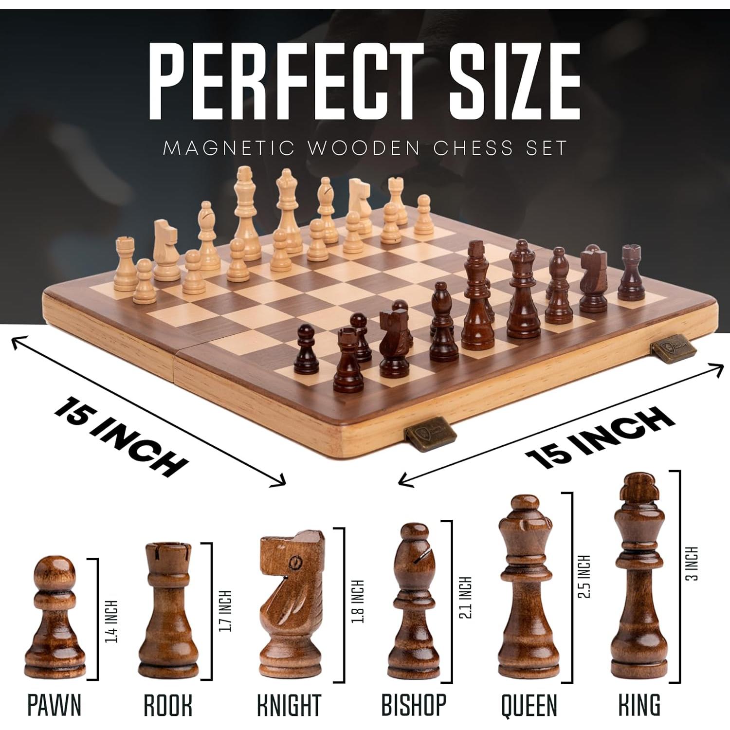 Juego de Ajedrez Magnético de Madera 38.1 cm - Chess Armory