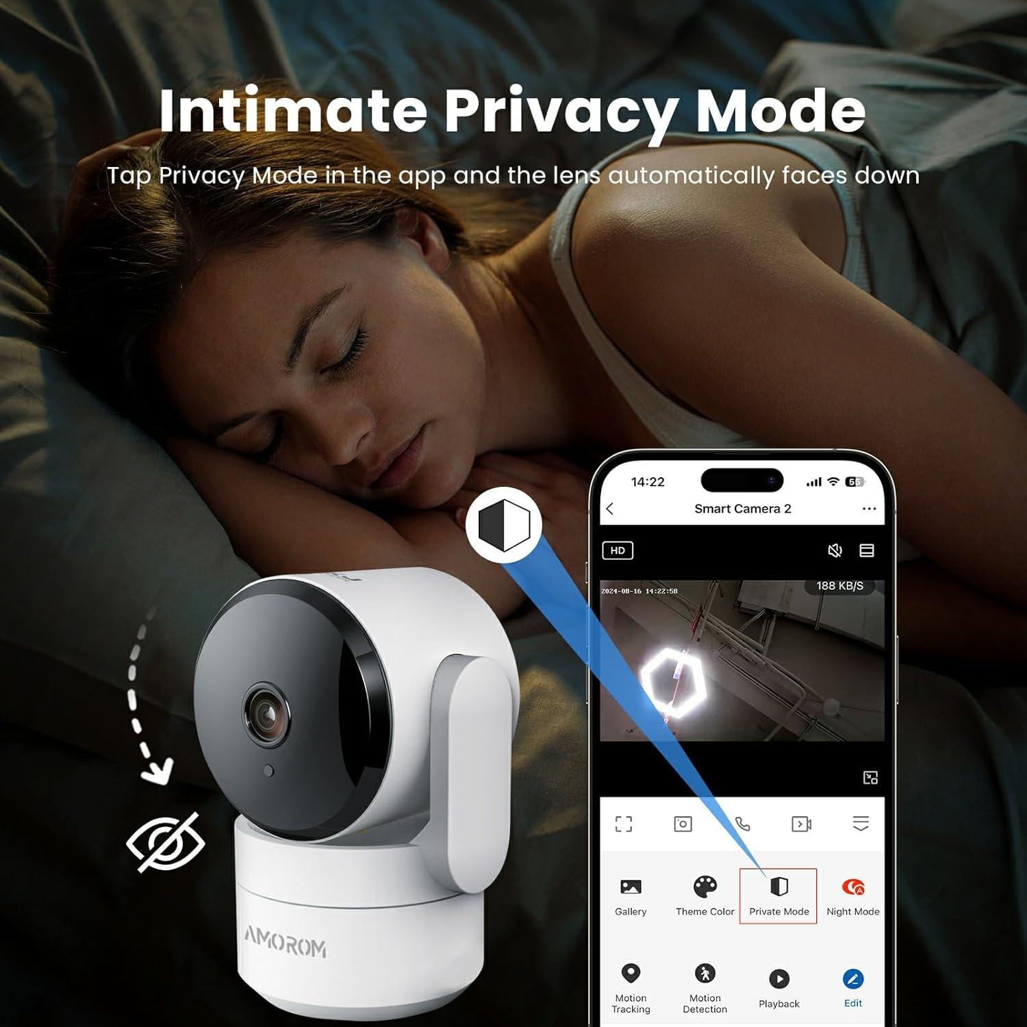 Cámara de Seguridad AMOROM 360° con Audio y Visión Nocturna