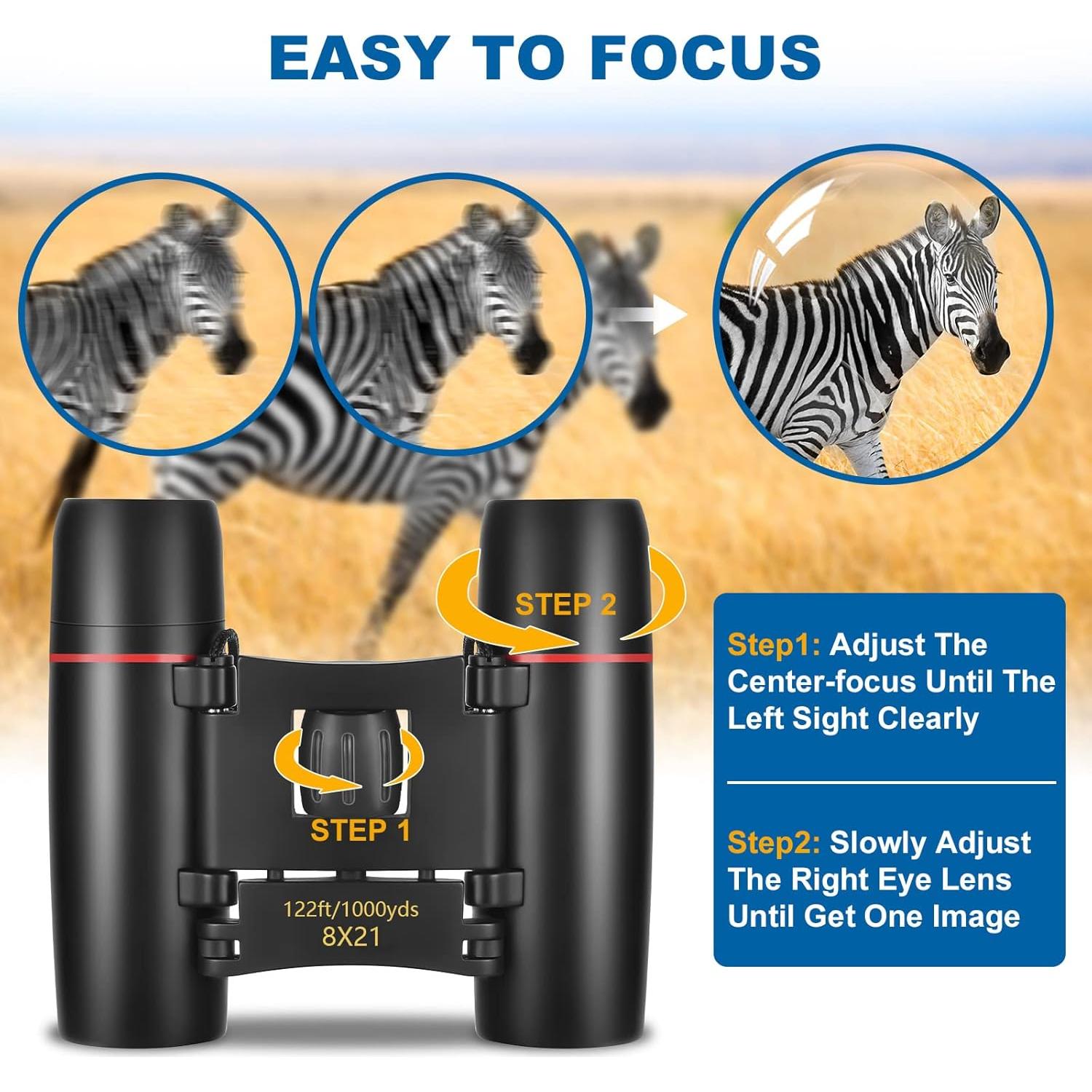 Binoculares Compactos AHFLRITO 8X Plegables Impermeables