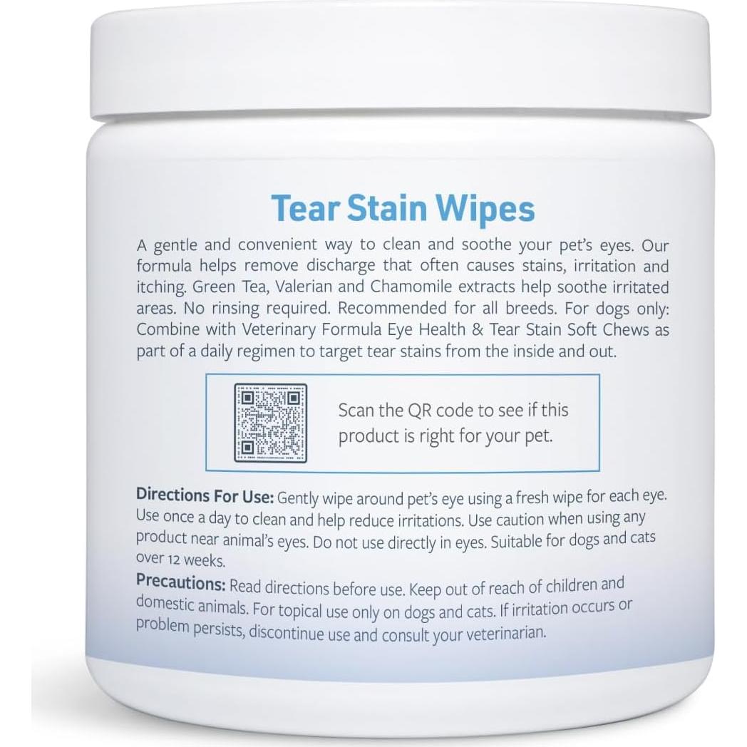 Toallitas para Manchas de Lágrimas Veterinary Formula 100 Ct