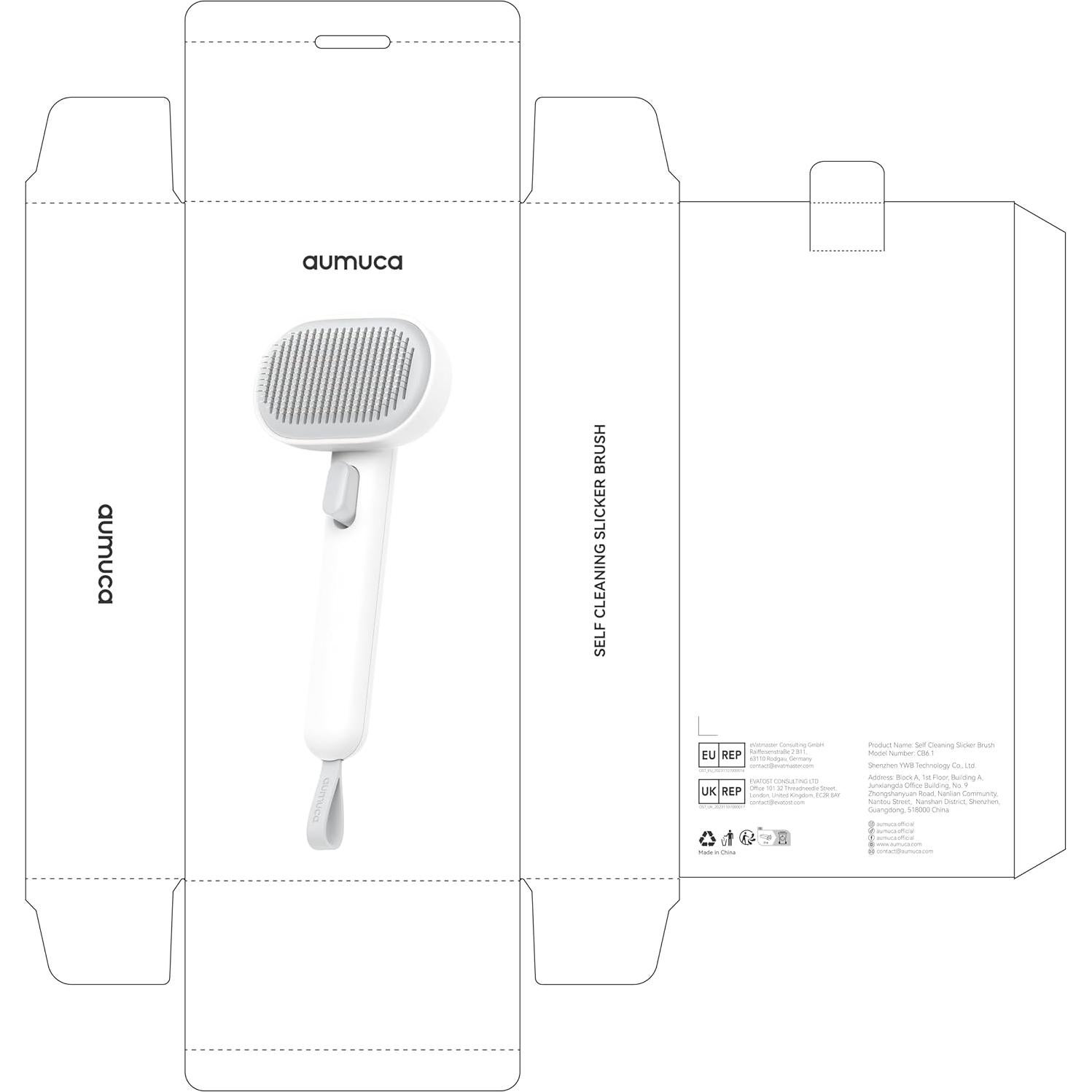 Cepillo para Gatos Aumuca Blanco Deshedding 21.5cm