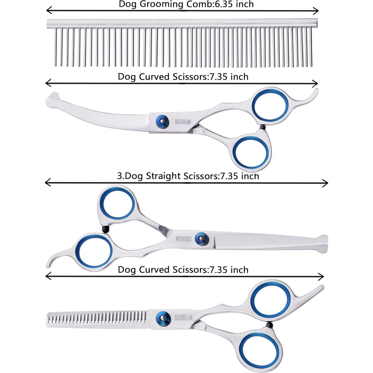 Set de Tijeras para Aseo de Mascotas SCEDREAM 5 en 1