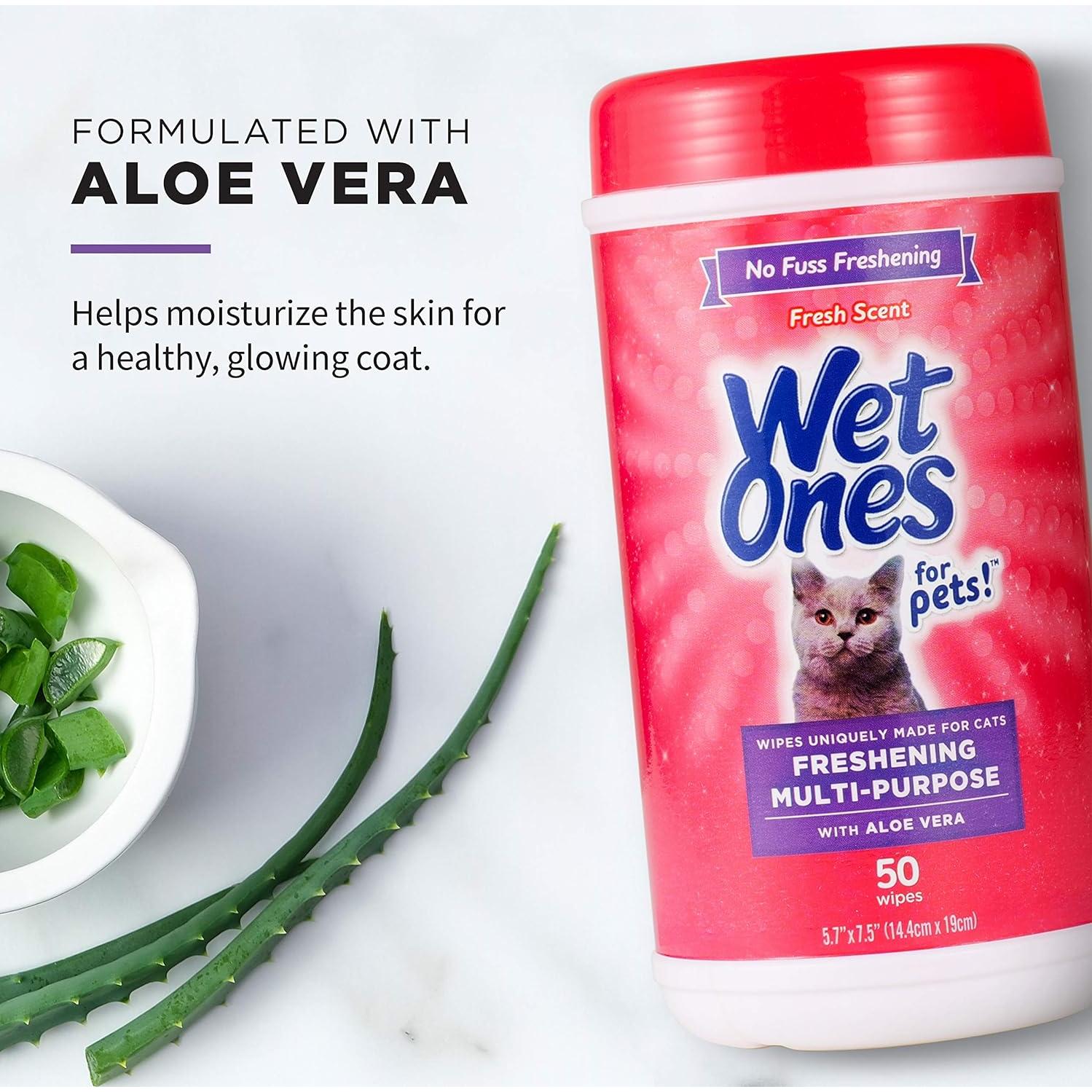 Toallitas Húmedas para Gatos Wet Ones 50 Unidades Aloe Vera