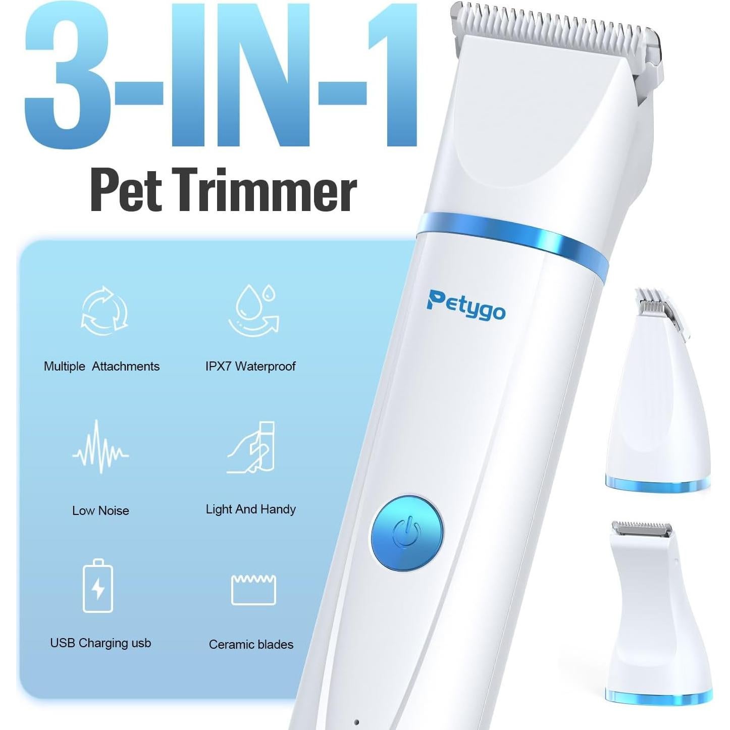 Kit de Aseo para Mascotas Petygo - Cortadora Silenciosa 3 en 1