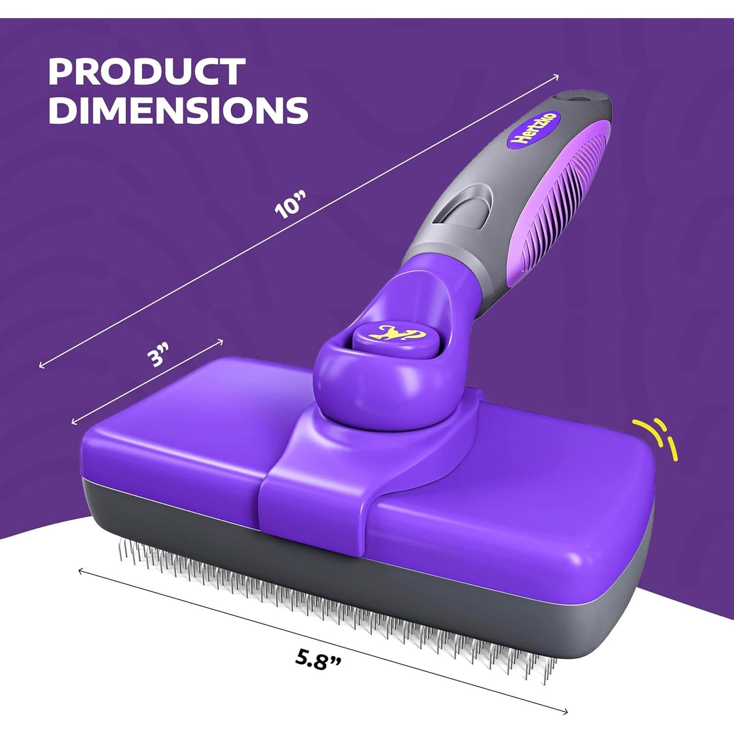 Cepillo Autolimpiante Hertzko para Perros y Gatos - Púrpura
