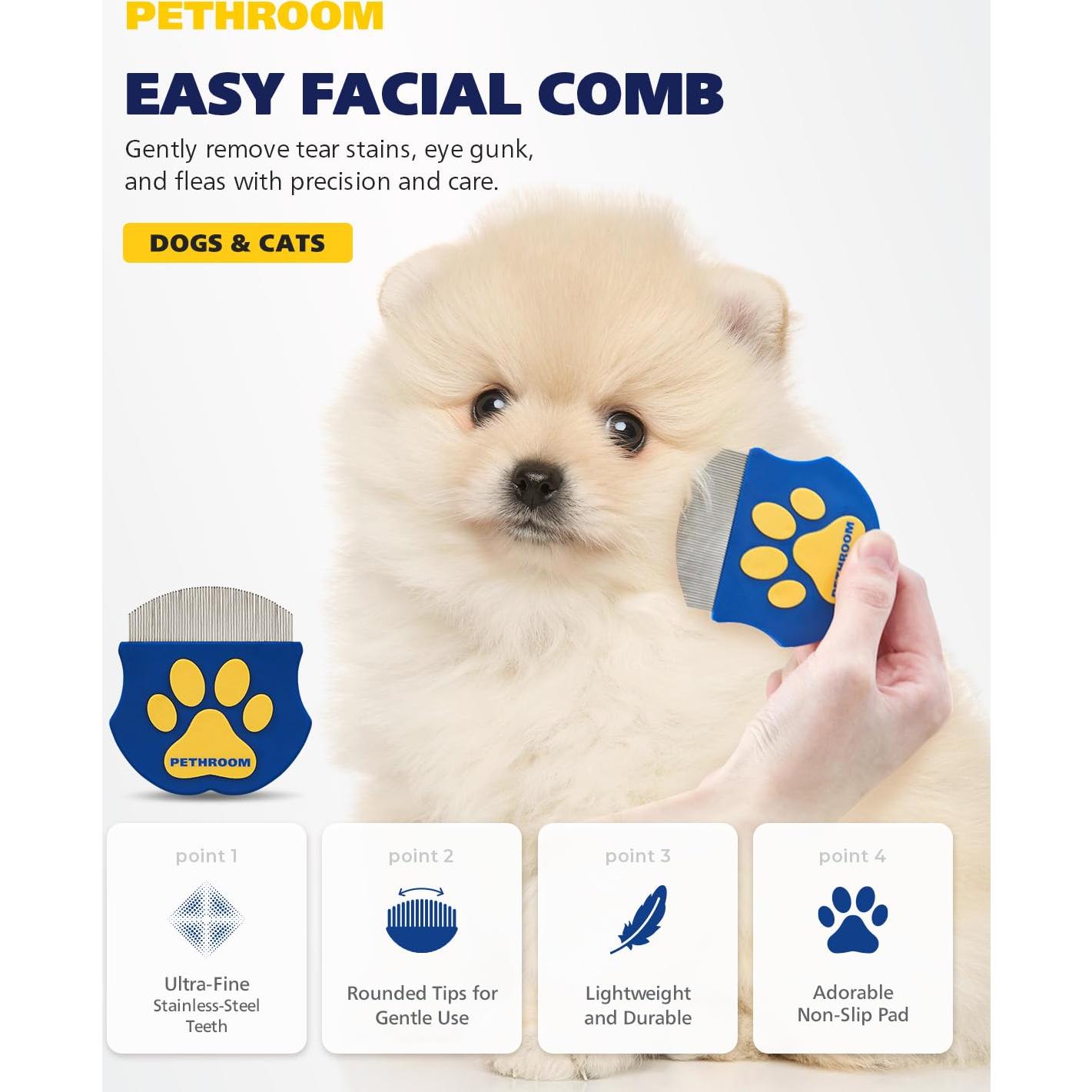 Peine Profesional PETHROOM para Ojos de Mascotas - Acero Inoxidable