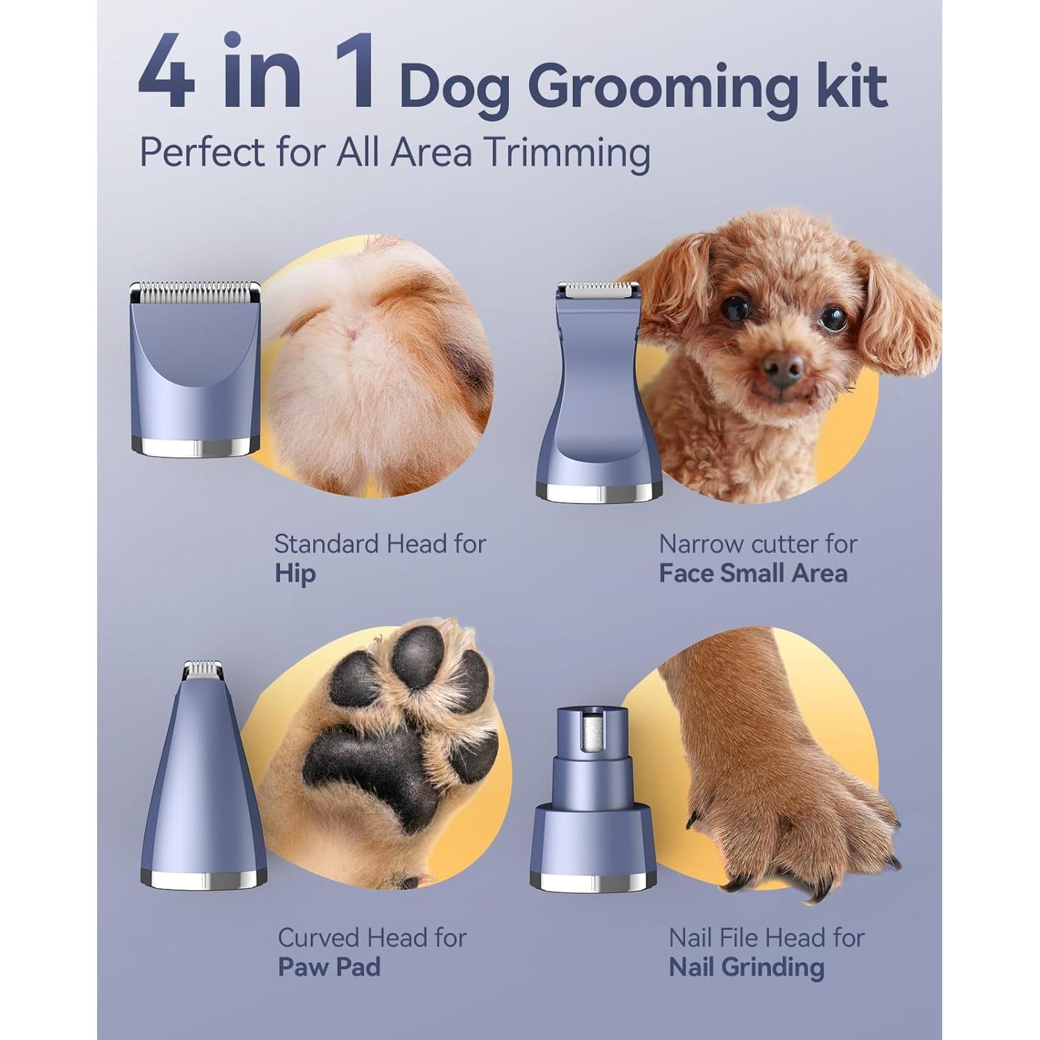 Kit de Cortapelos para Perros Oneisall 4 en 1 Inalámbrico IPX7