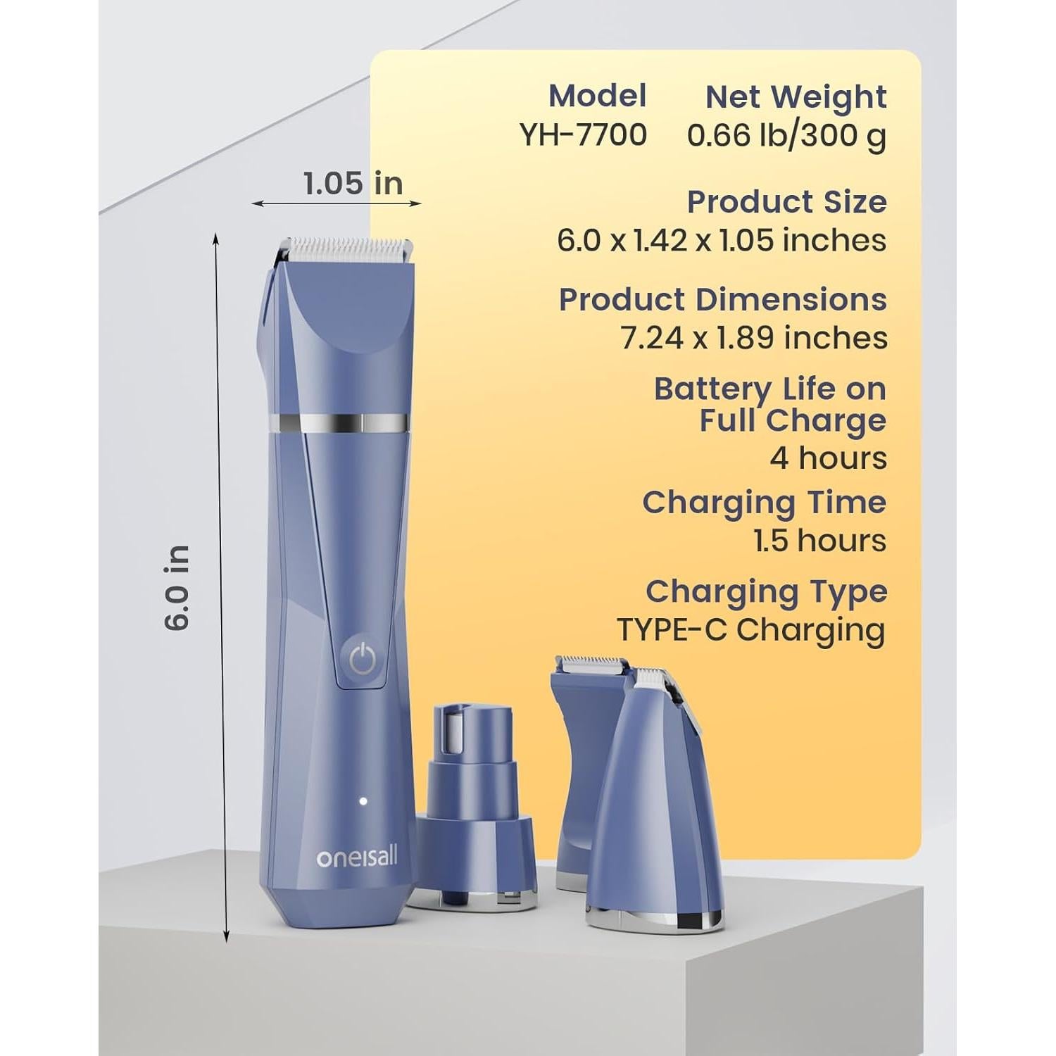 Kit de Cortapelos para Perros Oneisall 4 en 1 Inalámbrico IPX7