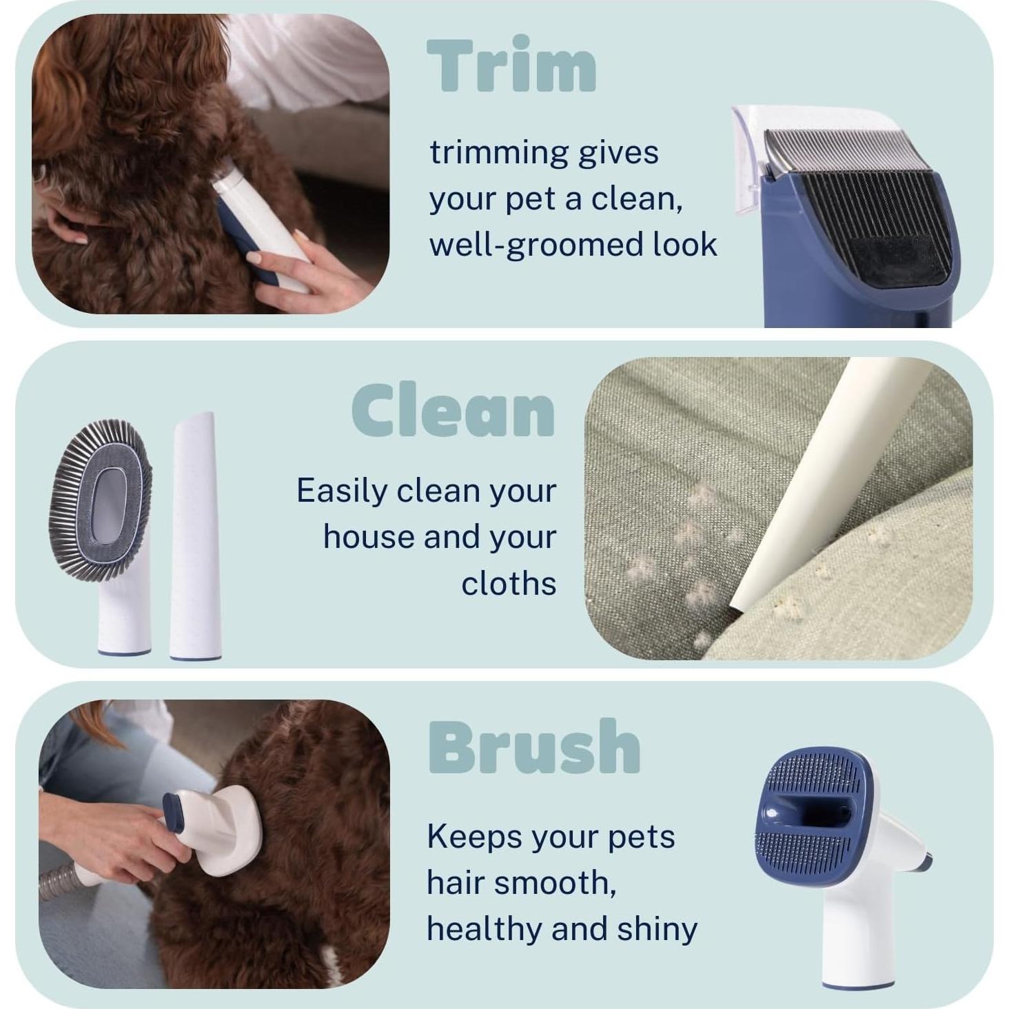 Kit de Aseo para Mascotas PrePaw 7 en 1 con Aspiradora 11000Pa